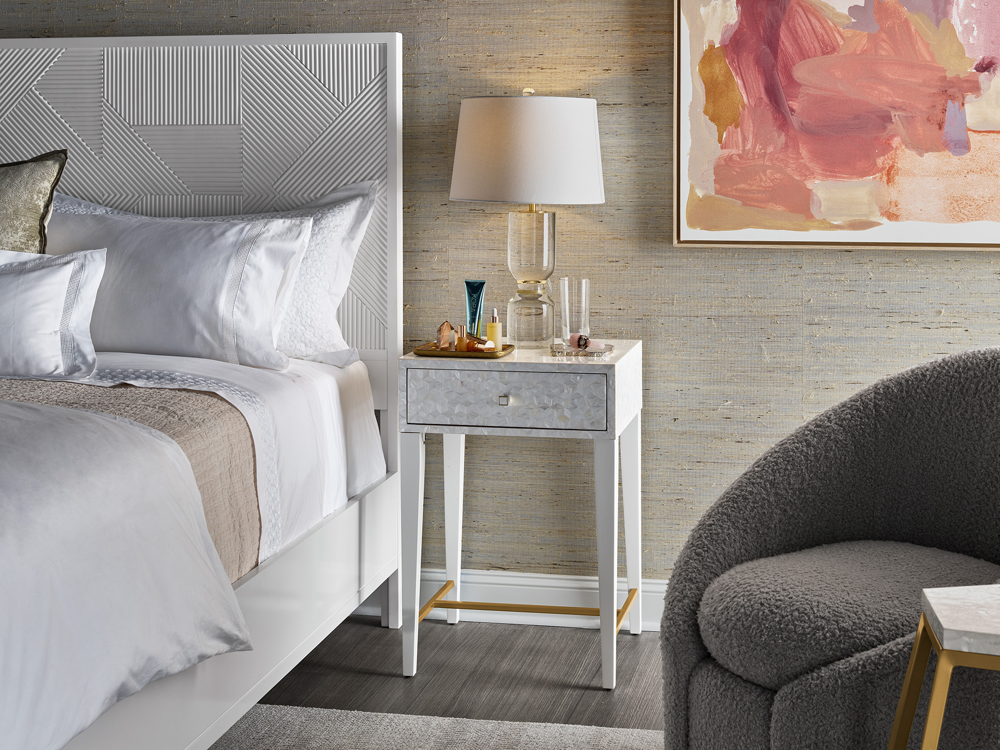 Love Joy Bliss Bedside Table Room Scene