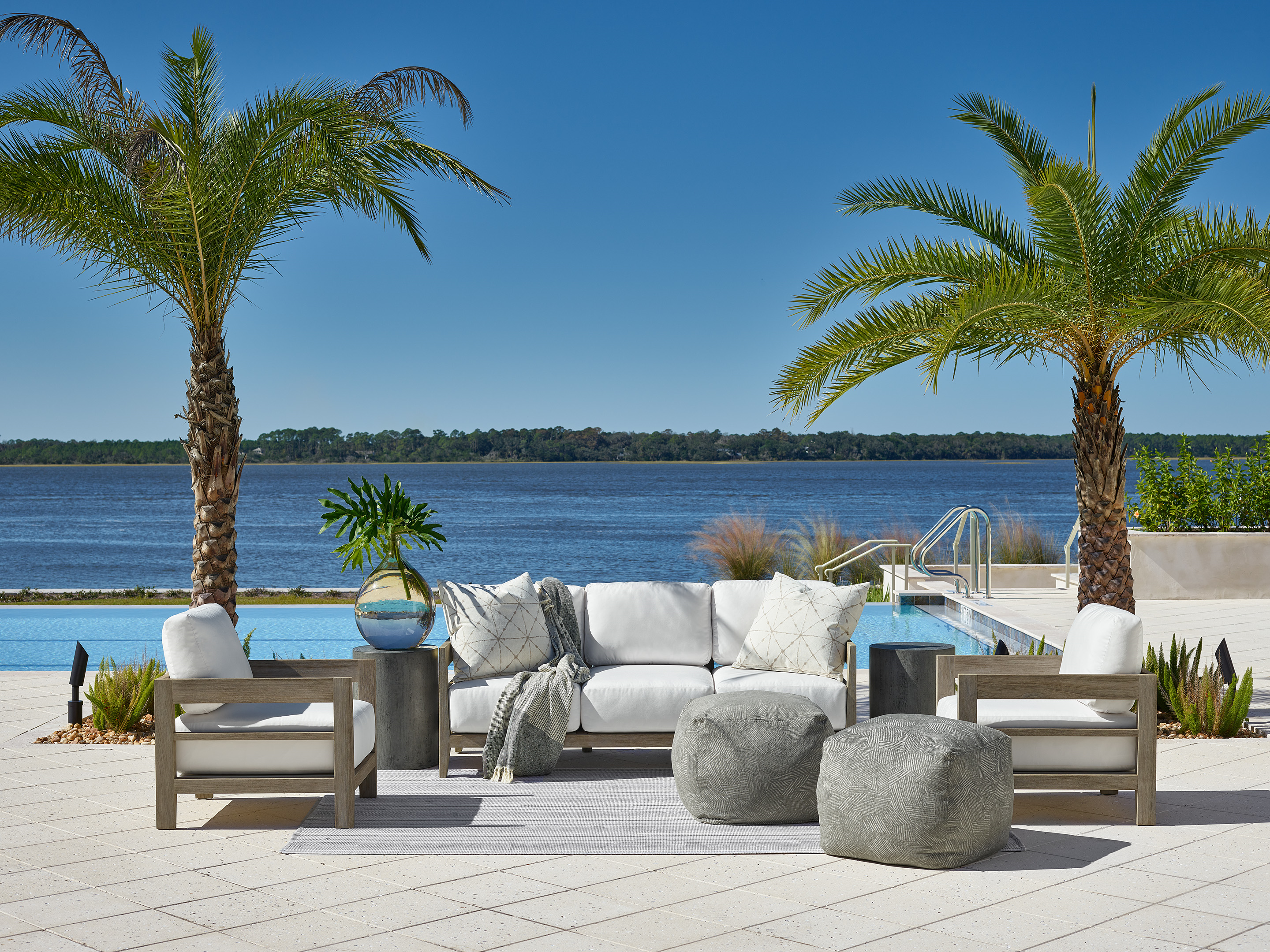 Bottega Outdoor Ottoman - Special Order Room Scene