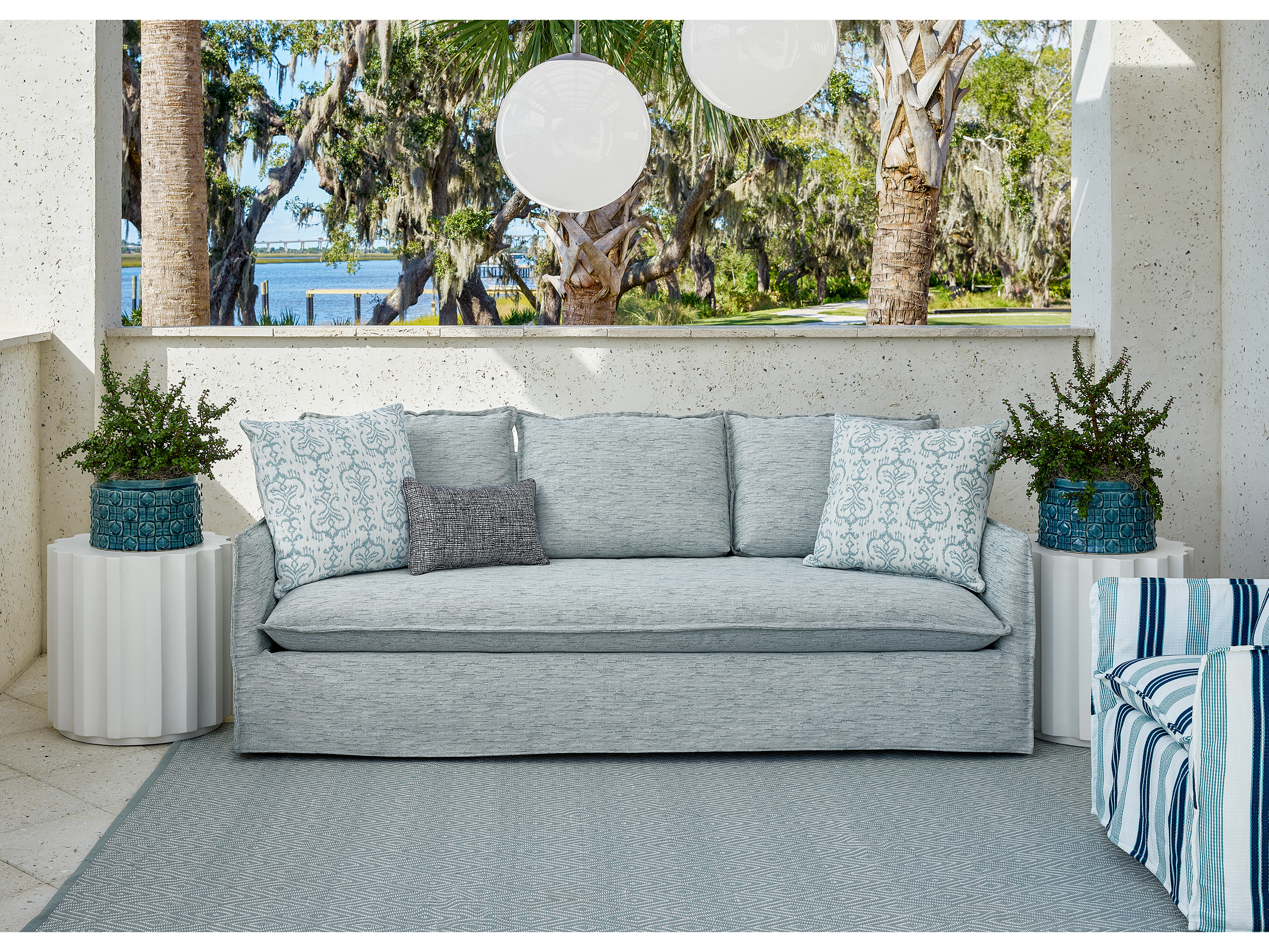 Siesta Key Outdoor Slipcover Sofa - Special Order Room Scene