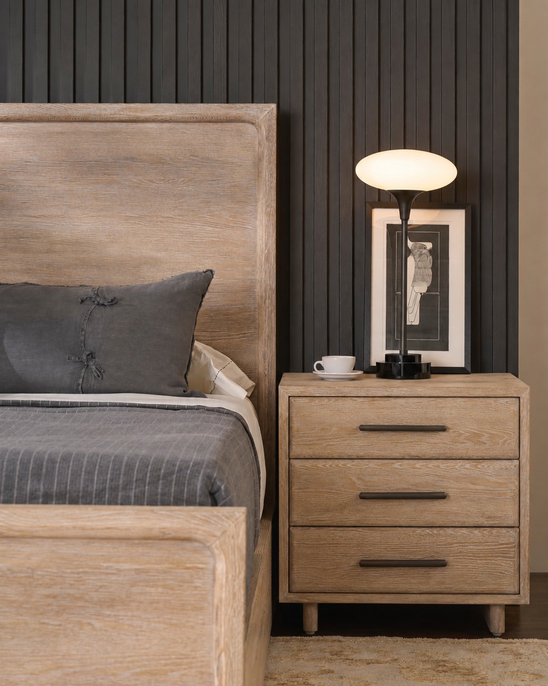 Desert Three Drawer Nightstand Room Scene
