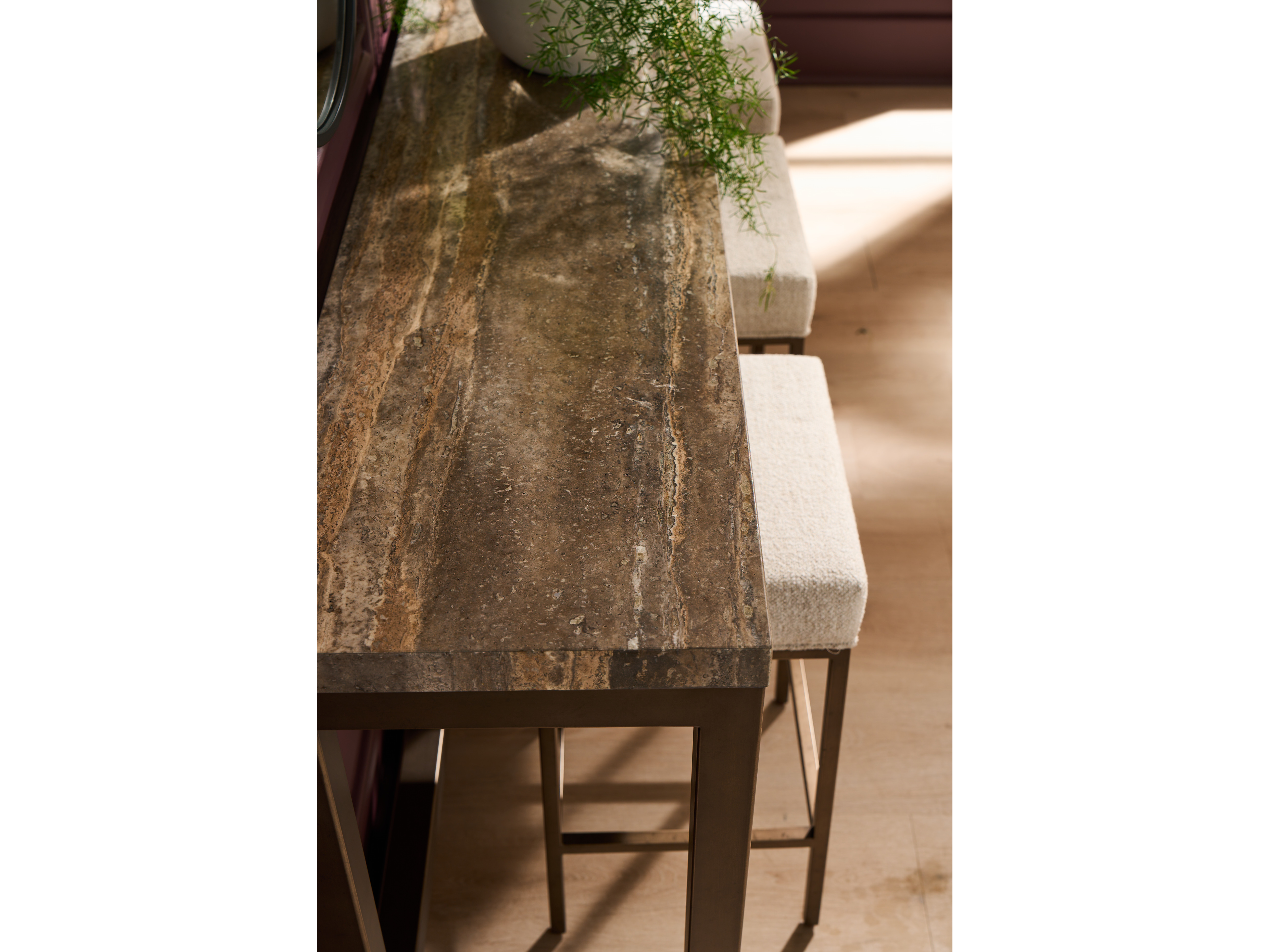 Brindle Console with Stools Room Scene