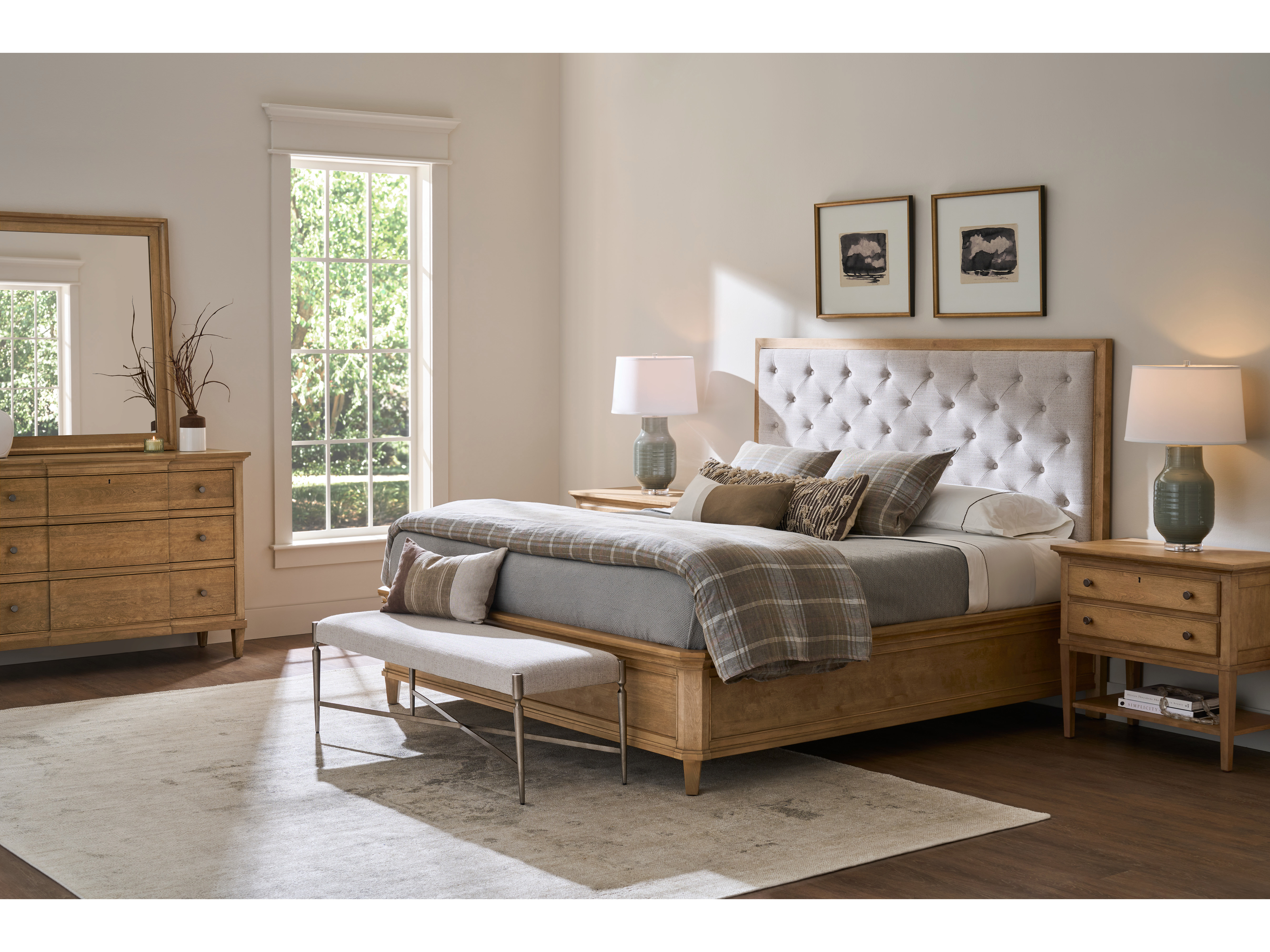 Brindle Upholstered Bed King Room Scene