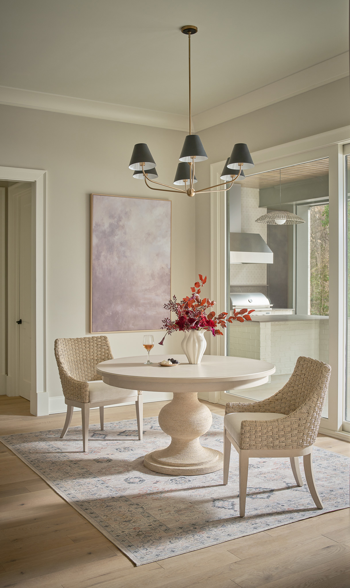 Willow Wrapped Dining Table Room Scene