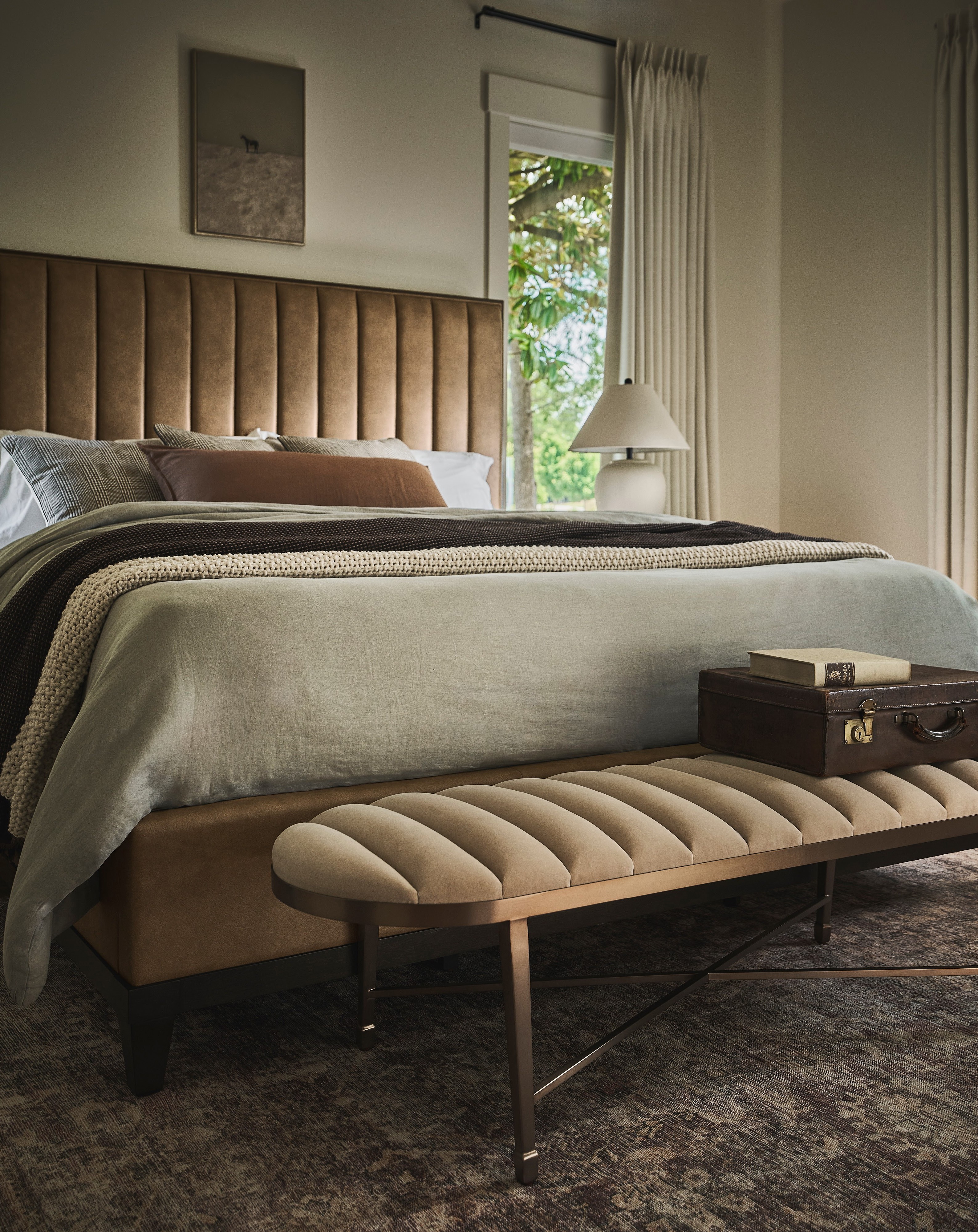 Dusty Bronze Bench Room Scene