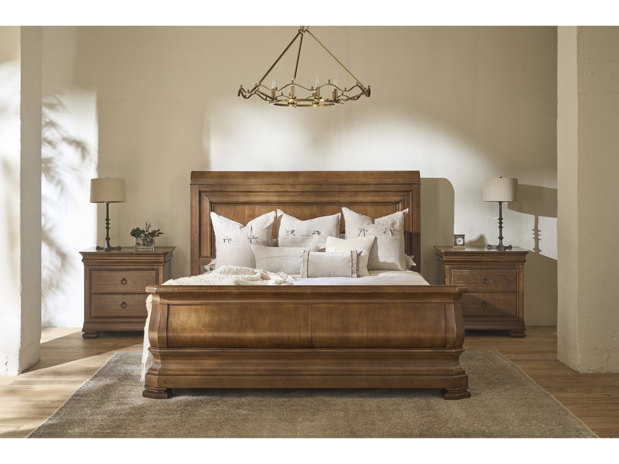 Louie P's King Sleigh Bed - Multiple item room scene