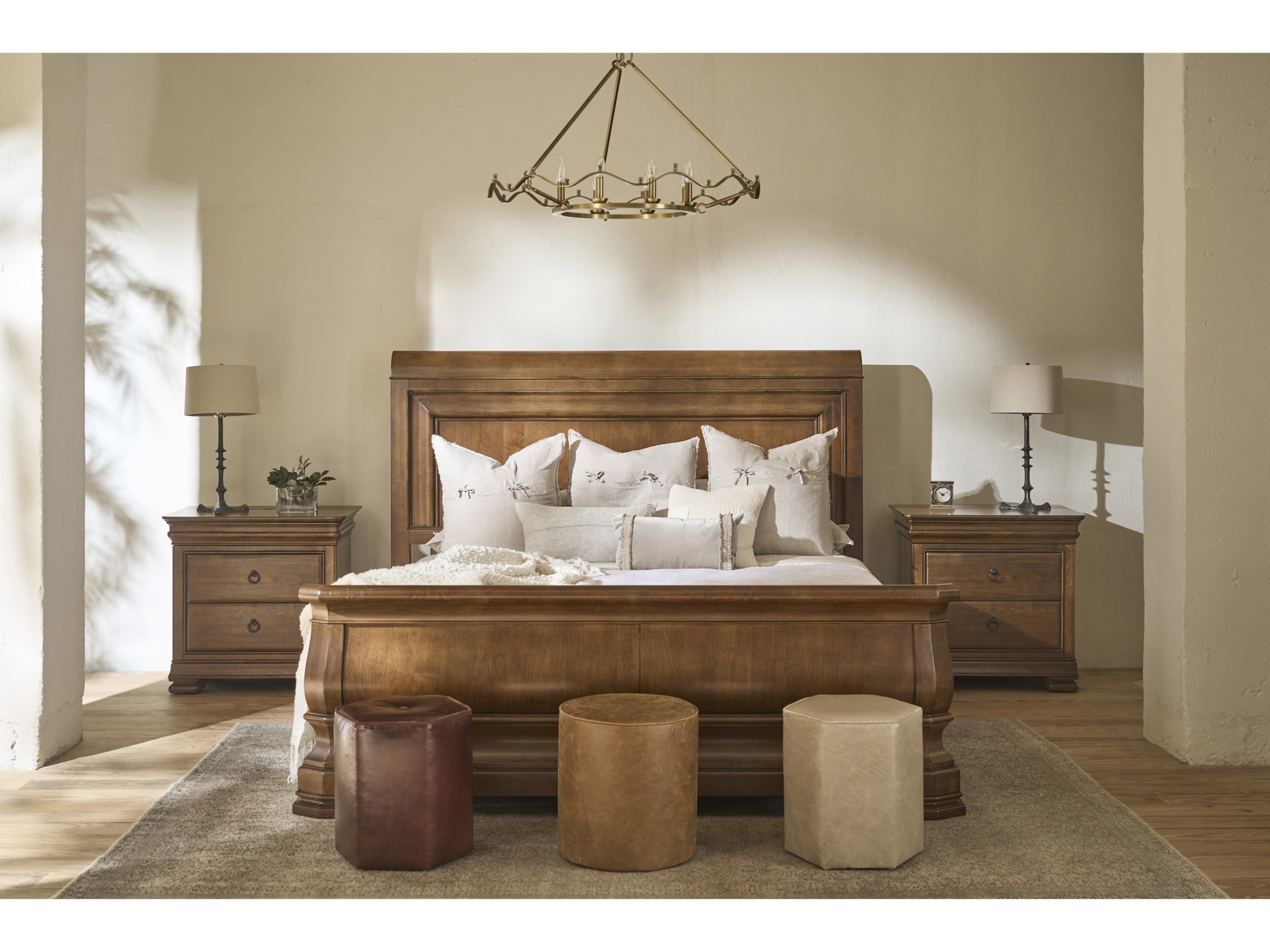 Louie P's Cal King Sleigh Bed - Multiple item room scene