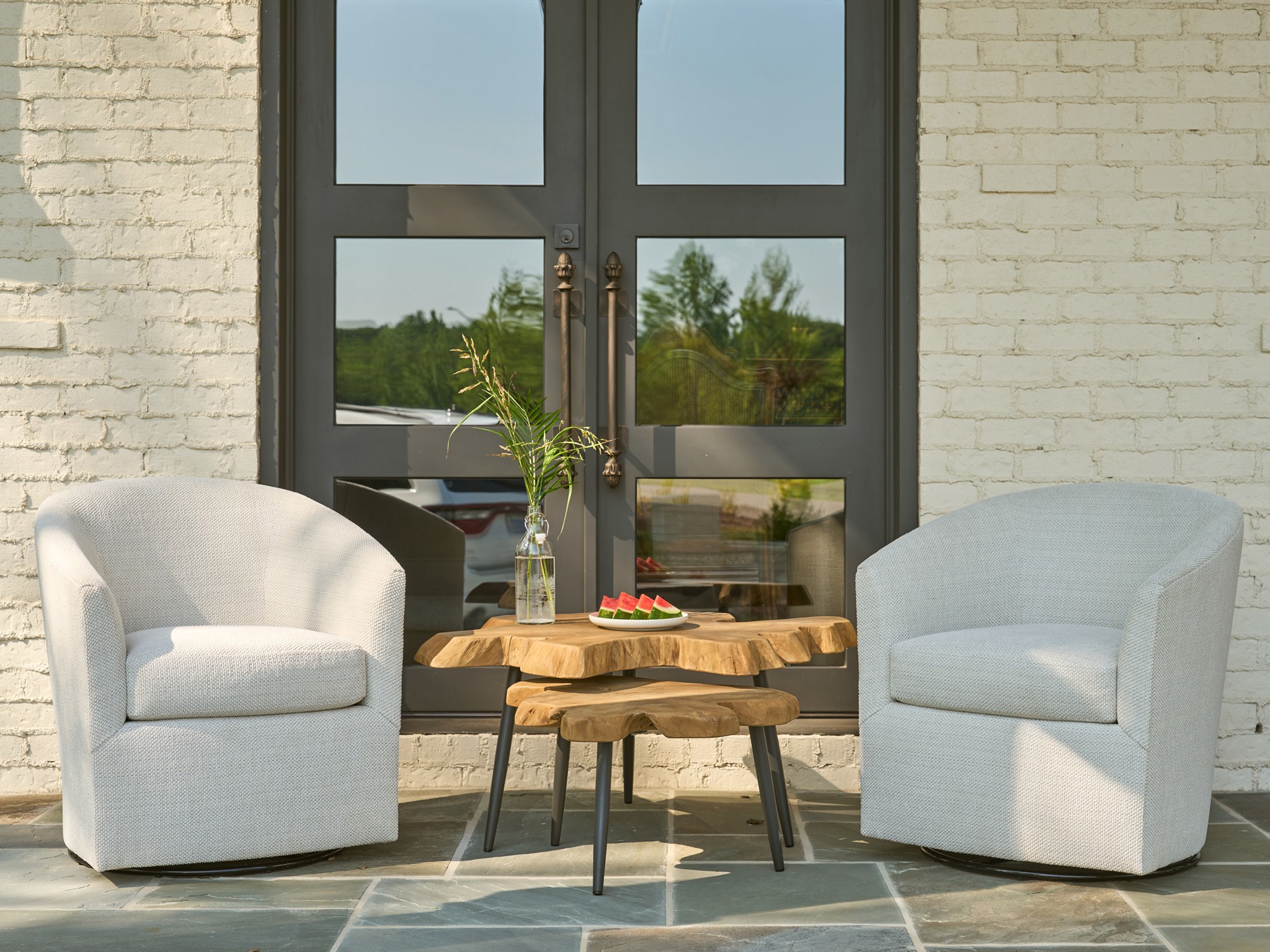 Burke Outdoor Swivel Chair - Special Order - Multiple item room scene