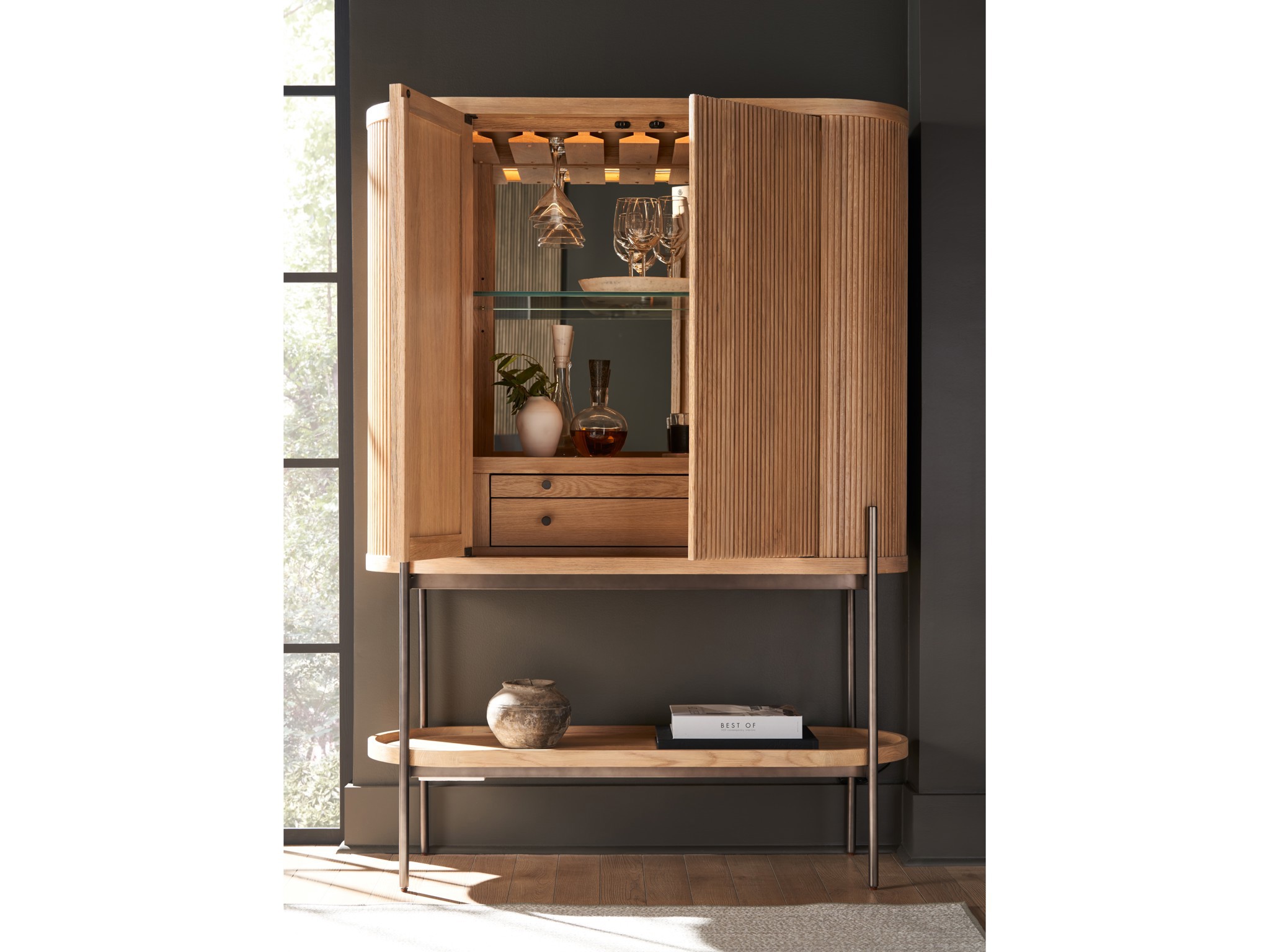 Linnea Bar Cabinet - Multiple item room scene