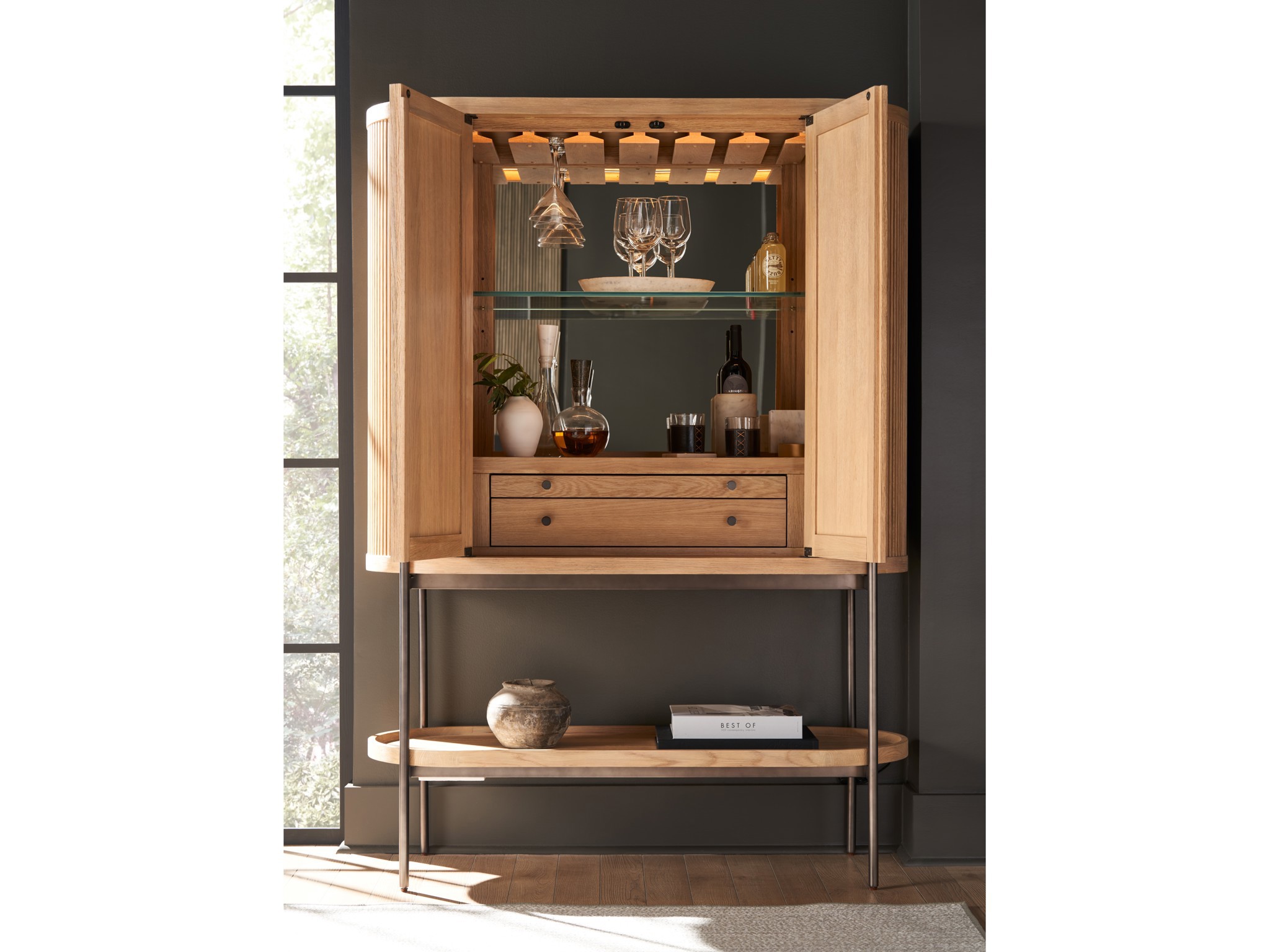 Linnea Bar Cabinet - Multiple item room scene