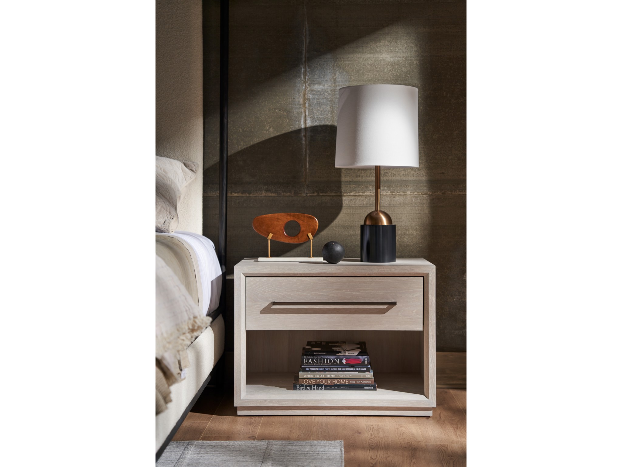 Astrid Drawer Nightstand - Multiple item room scene