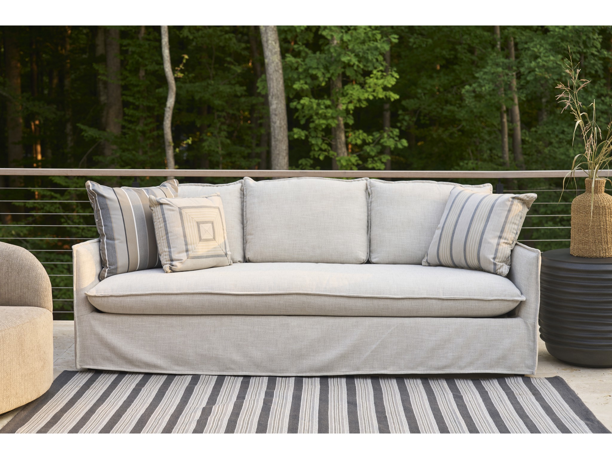 Siesta Key Outdoor Slipcover Sofa - Special Order - Multiple item room scene