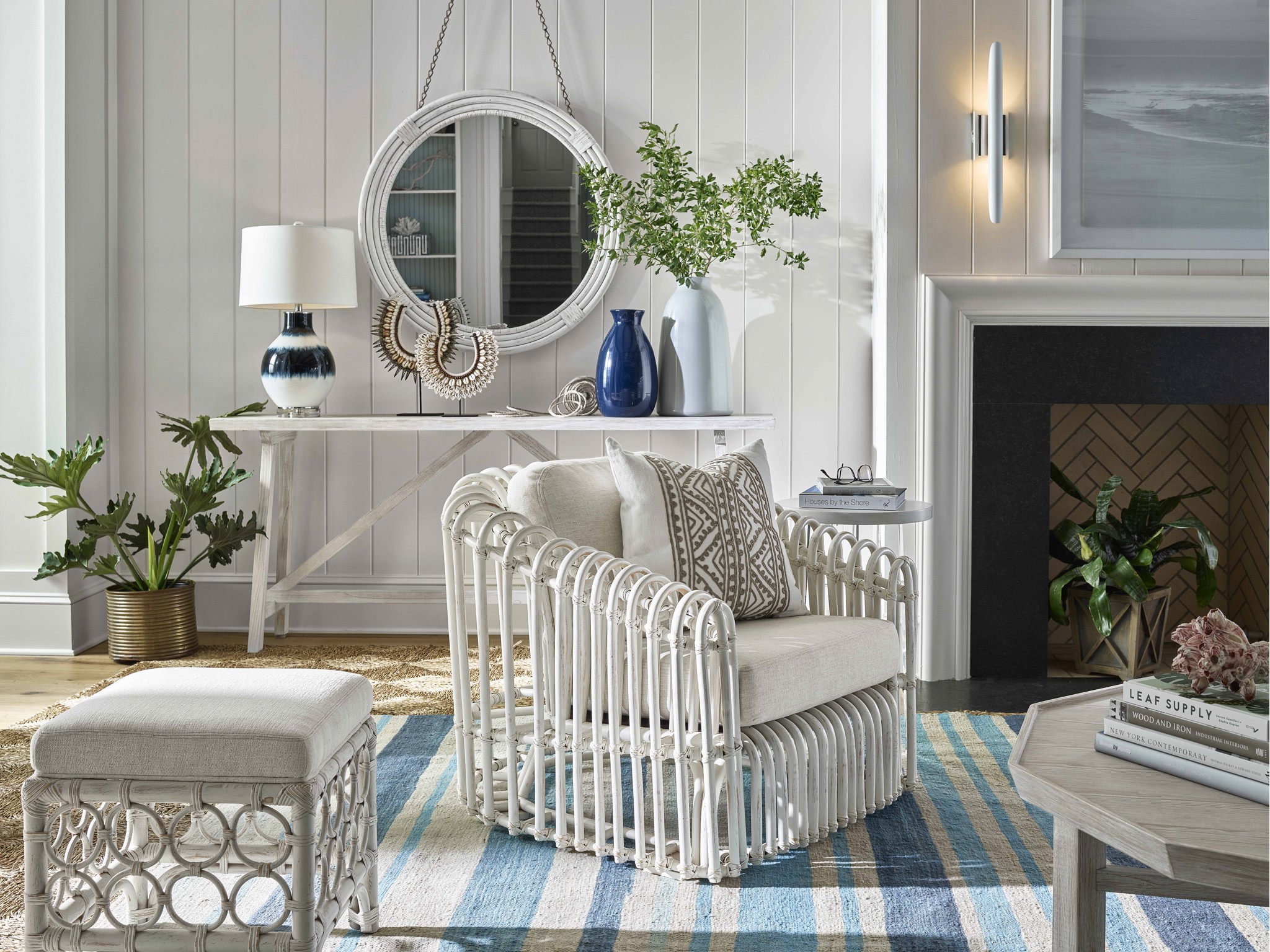 Rattan Stool - Multiple item room scene
