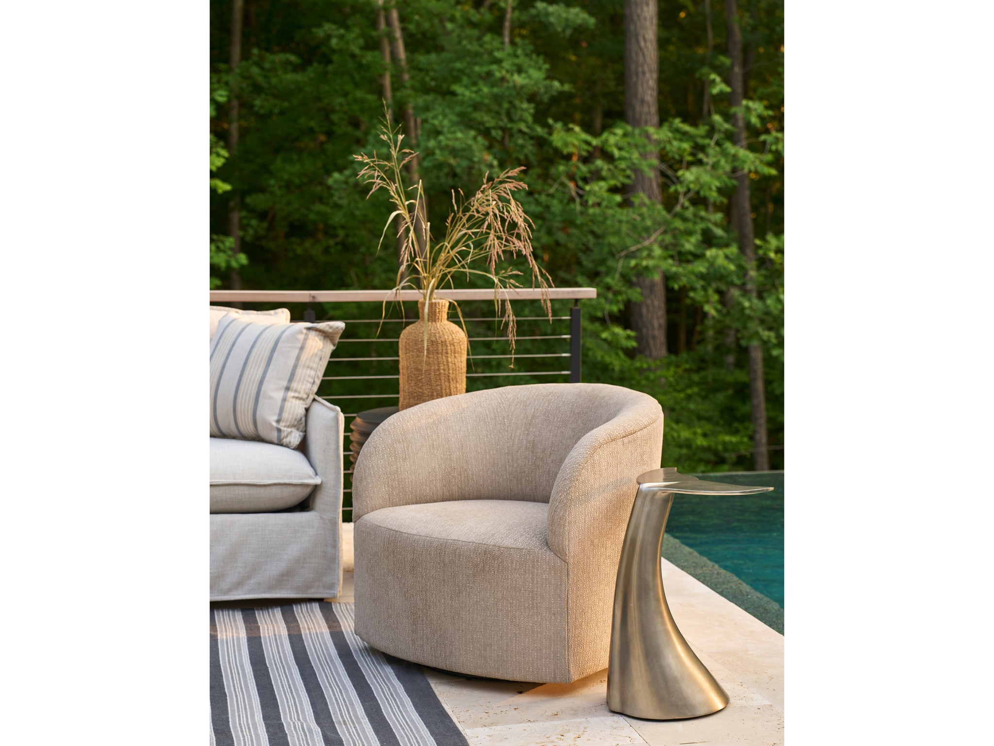 Exhale Swivel Chair Outdoor - Special Order - Multiple item room scene