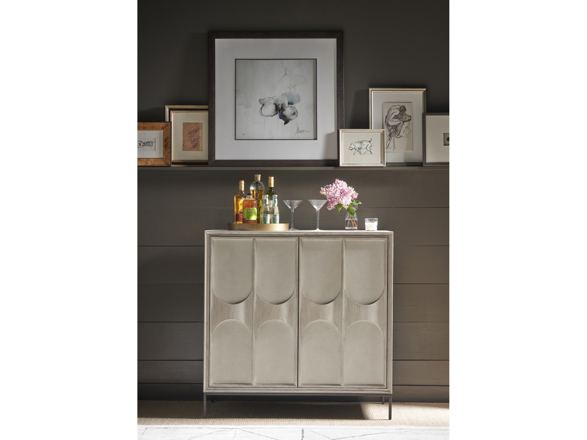 Odessa Bar Cabinet - Multiple item room scene