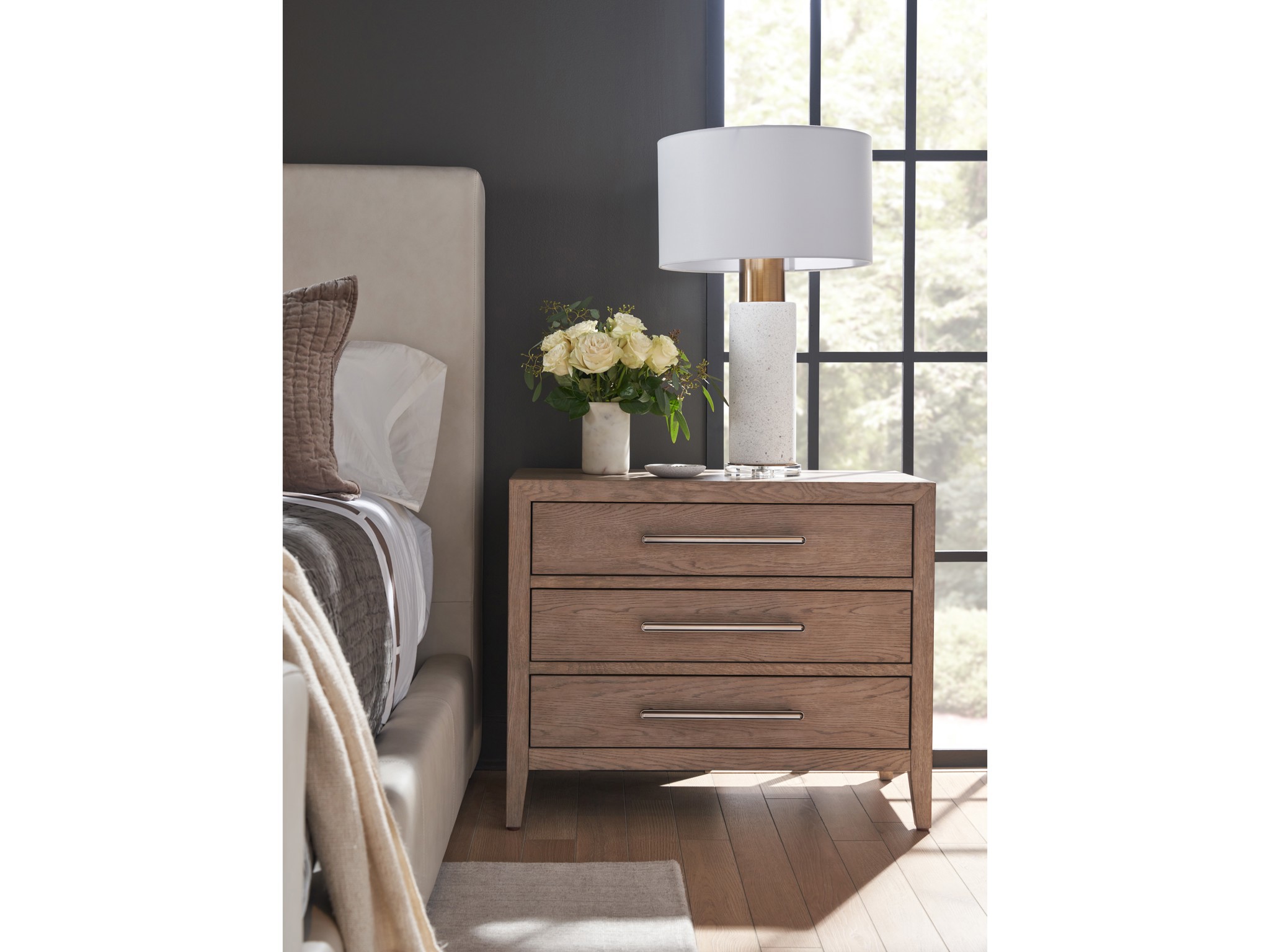 Cove Drawer Nightstand - Multiple item room scene
