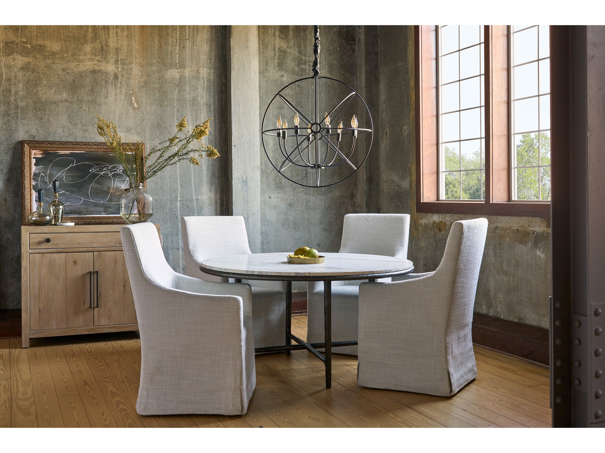 Griffith Park Round Dining Table - Multiple item room scene