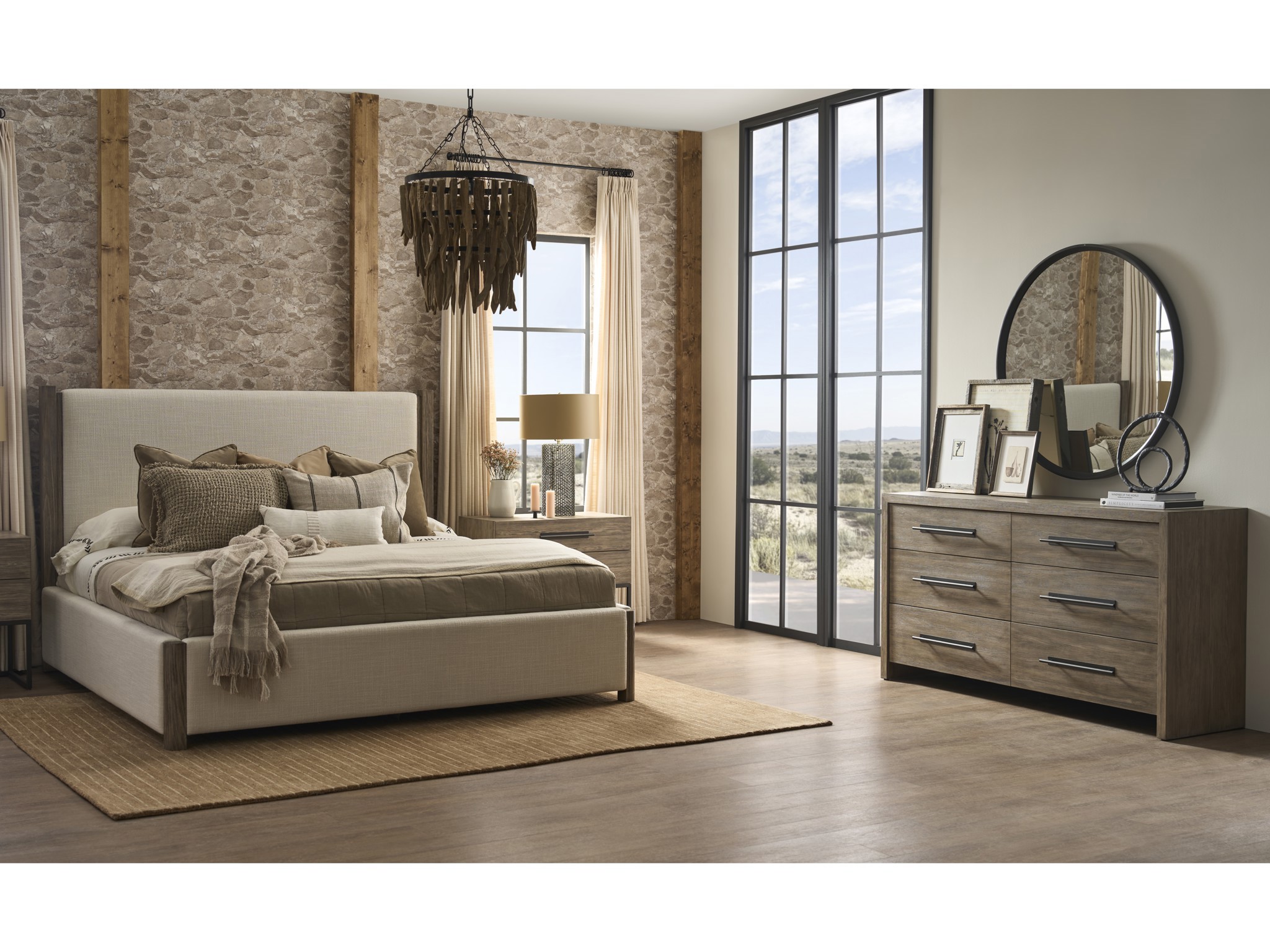 Boulder Upholstered Bed King - Multiple item room scene