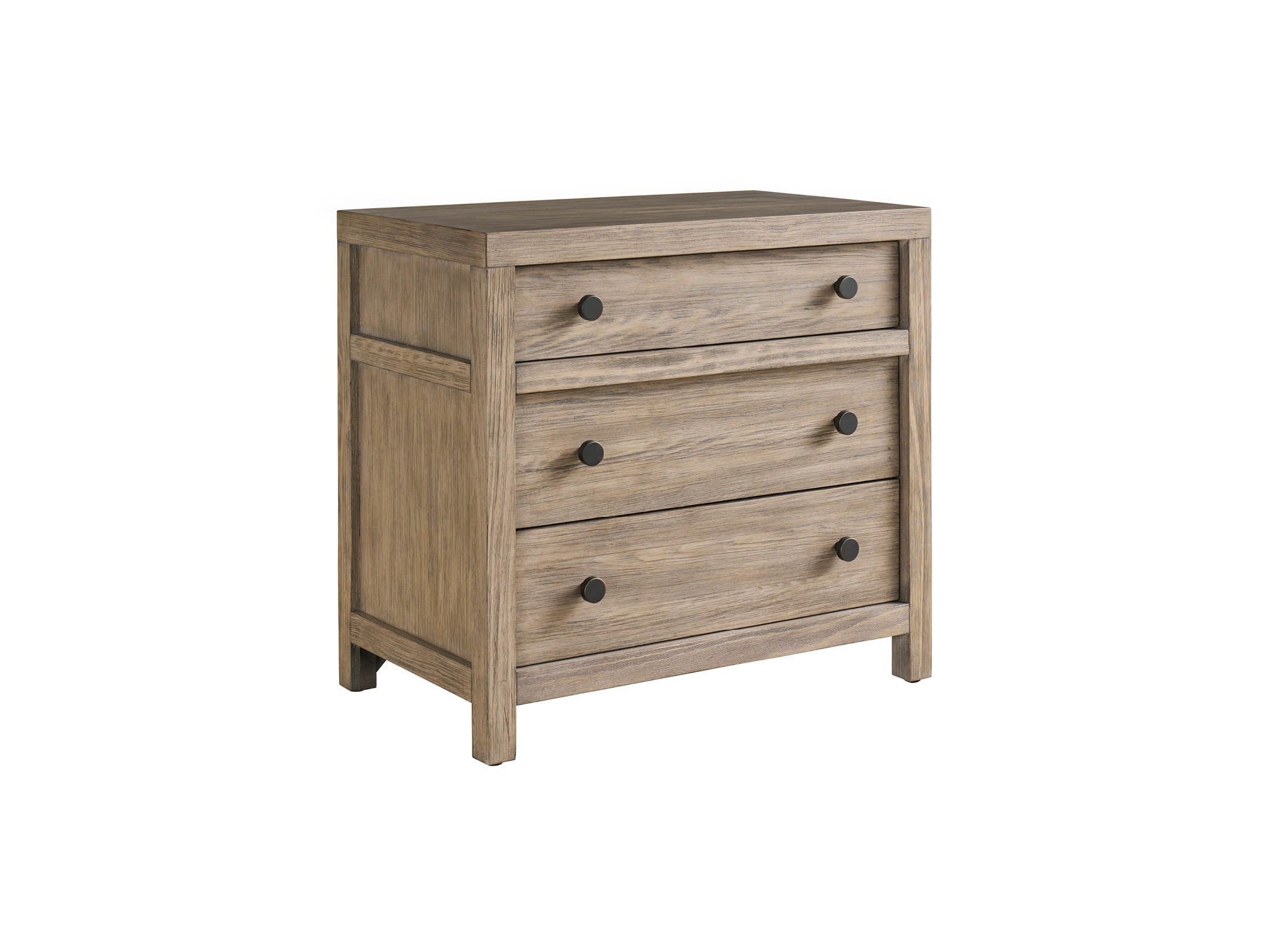 Boulder Three Drawer Nightstand - Silo with a white background