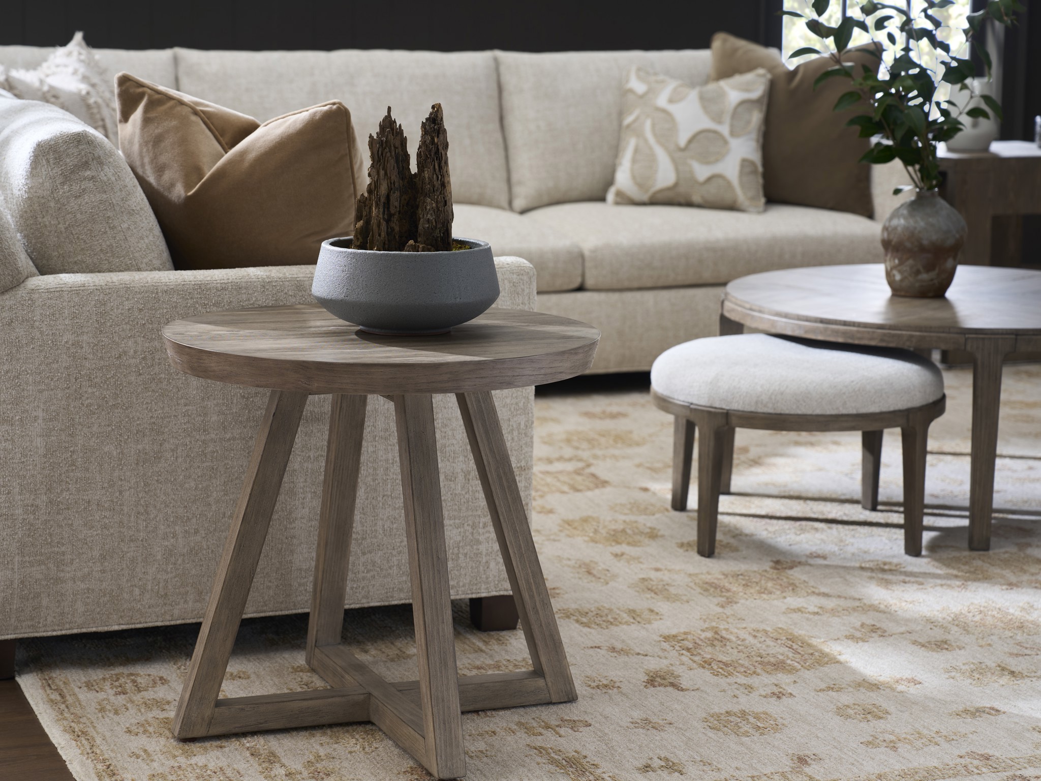 Boulder Round Side Table - Multiple item room scene