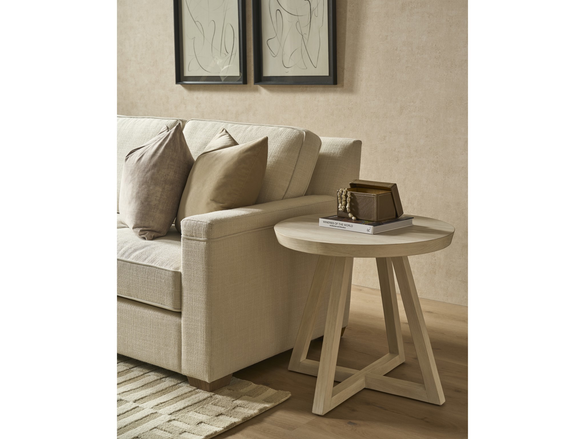 River Rock Round Side Table - Multiple item room scene