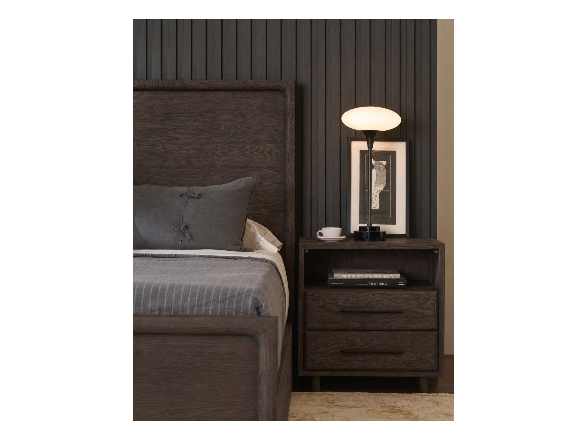 Sable Open Storage Nightstand - Multiple item room scene