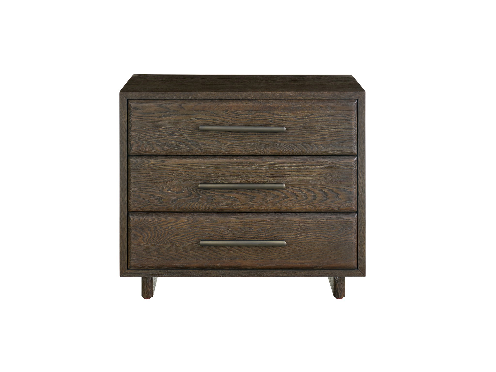 Sable Three Drawer Nightstand - Silo with a white background