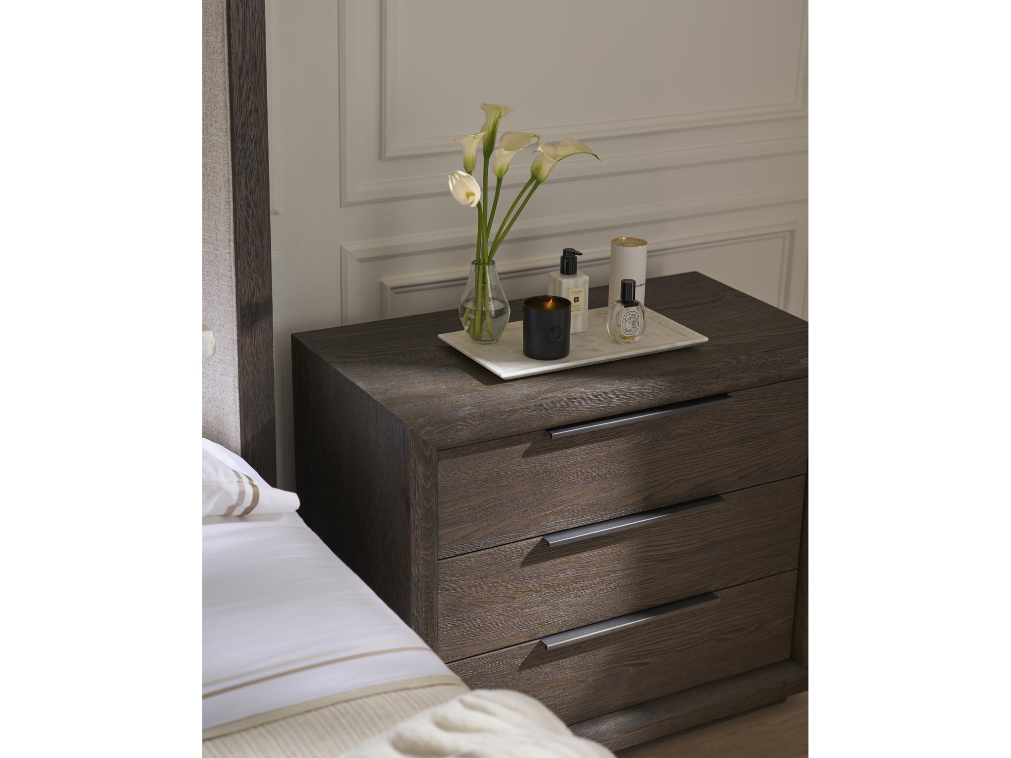 Sable Plinth Nightstand - Multiple item room scene