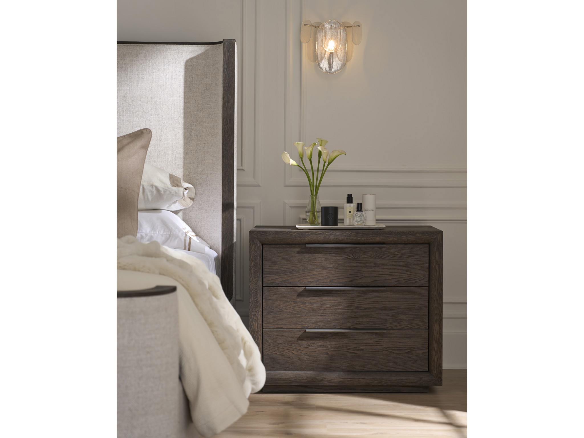 Sable Plinth Nightstand - Multiple item room scene