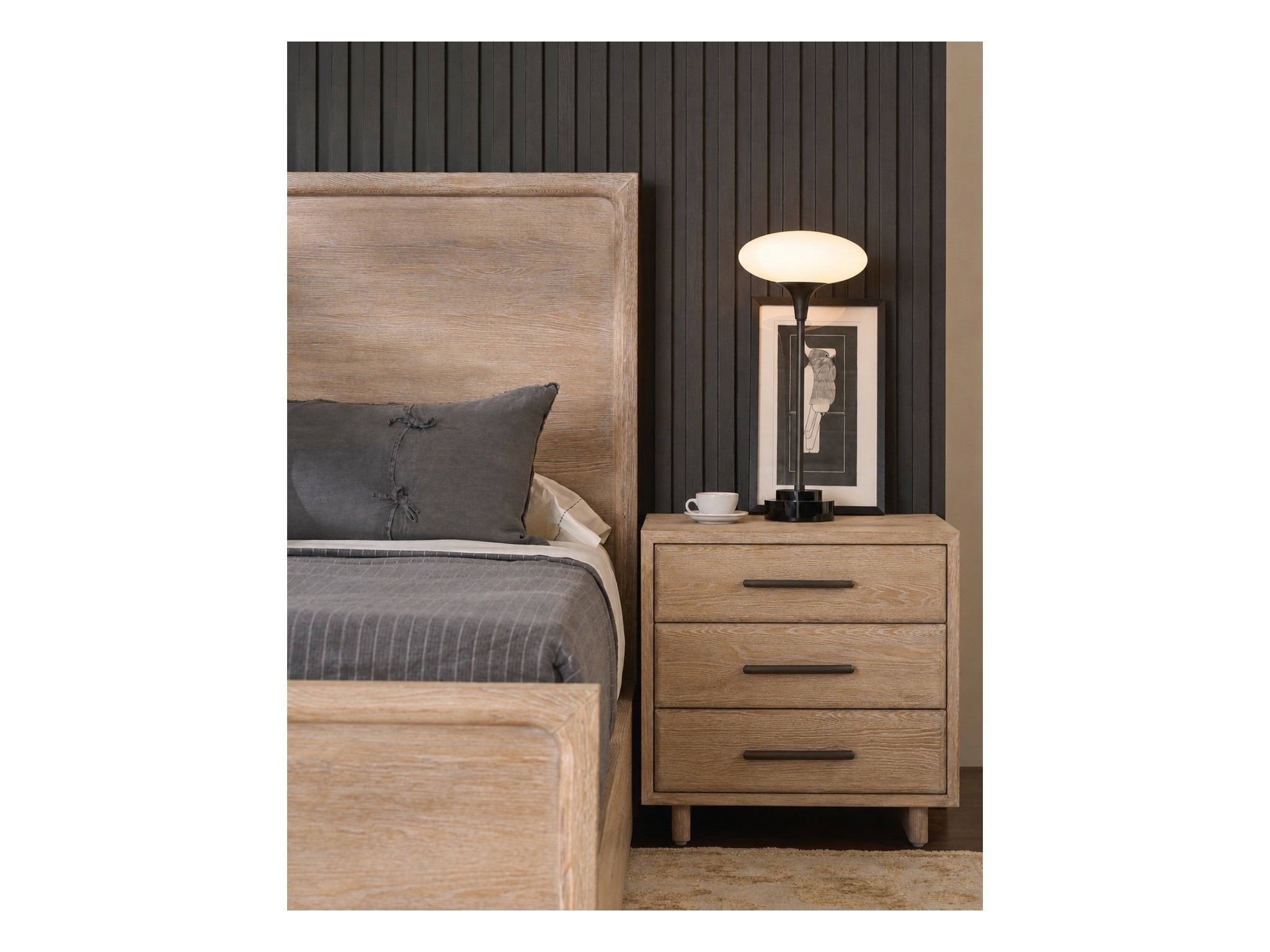 Desert Three Drawer Nightstand - Multiple item room scene