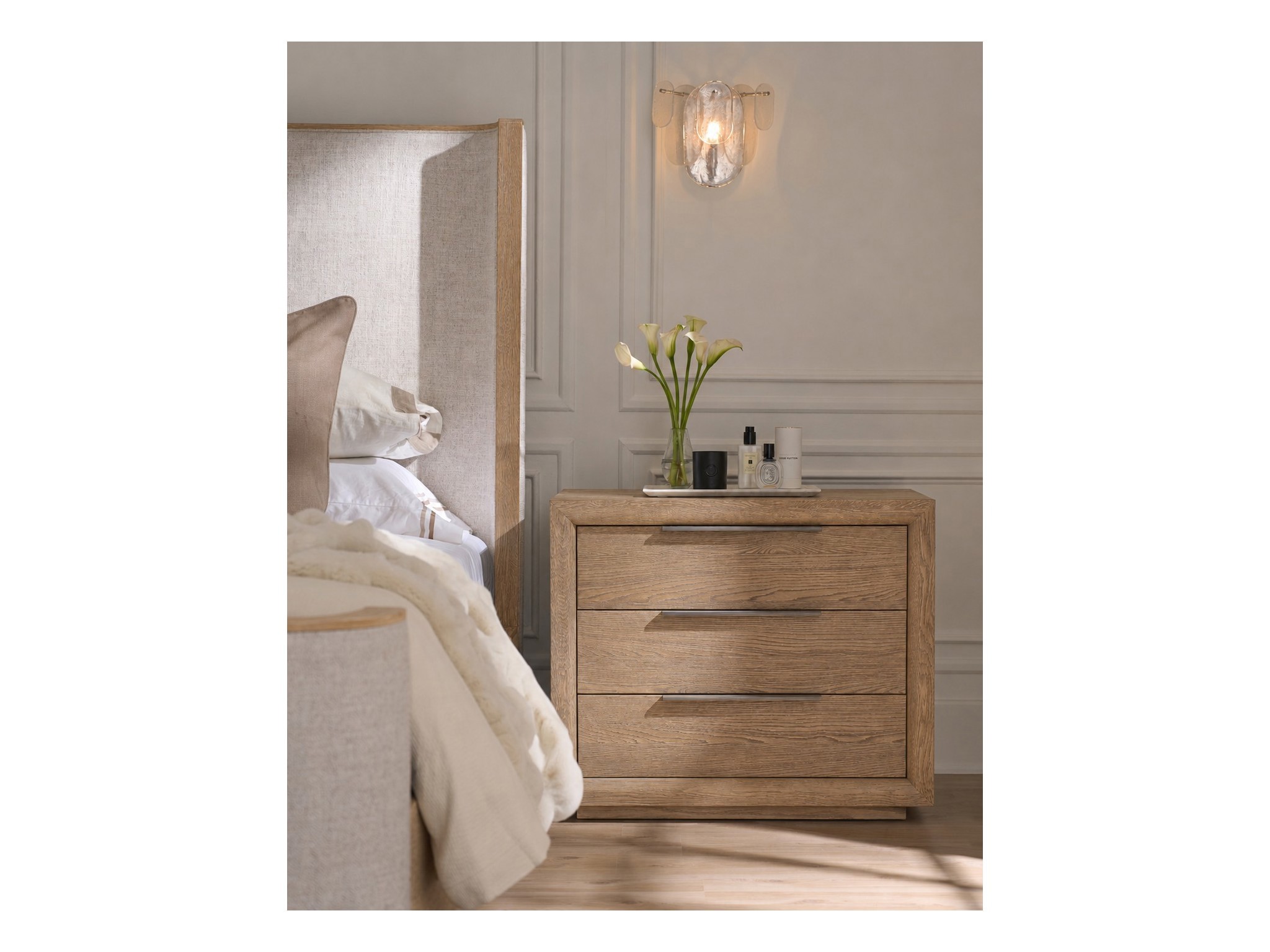 Desert Plinth Nightstand - Multiple item room scene