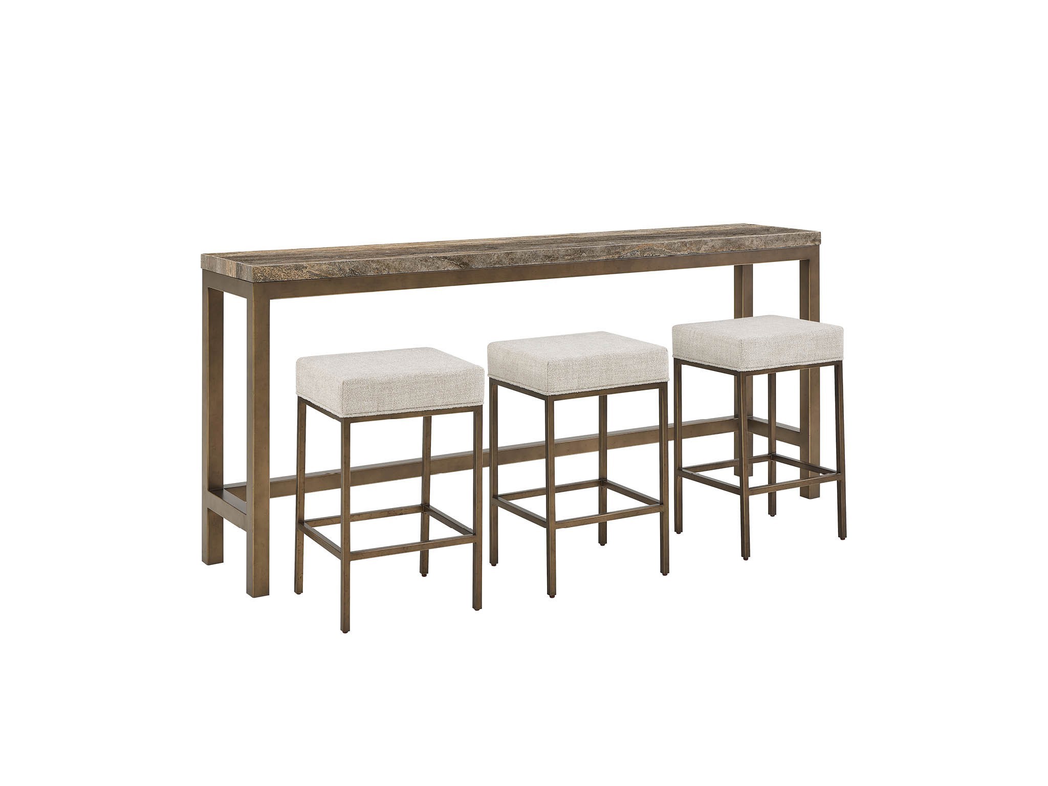 Brindle Console with Stools - Silo with a white background