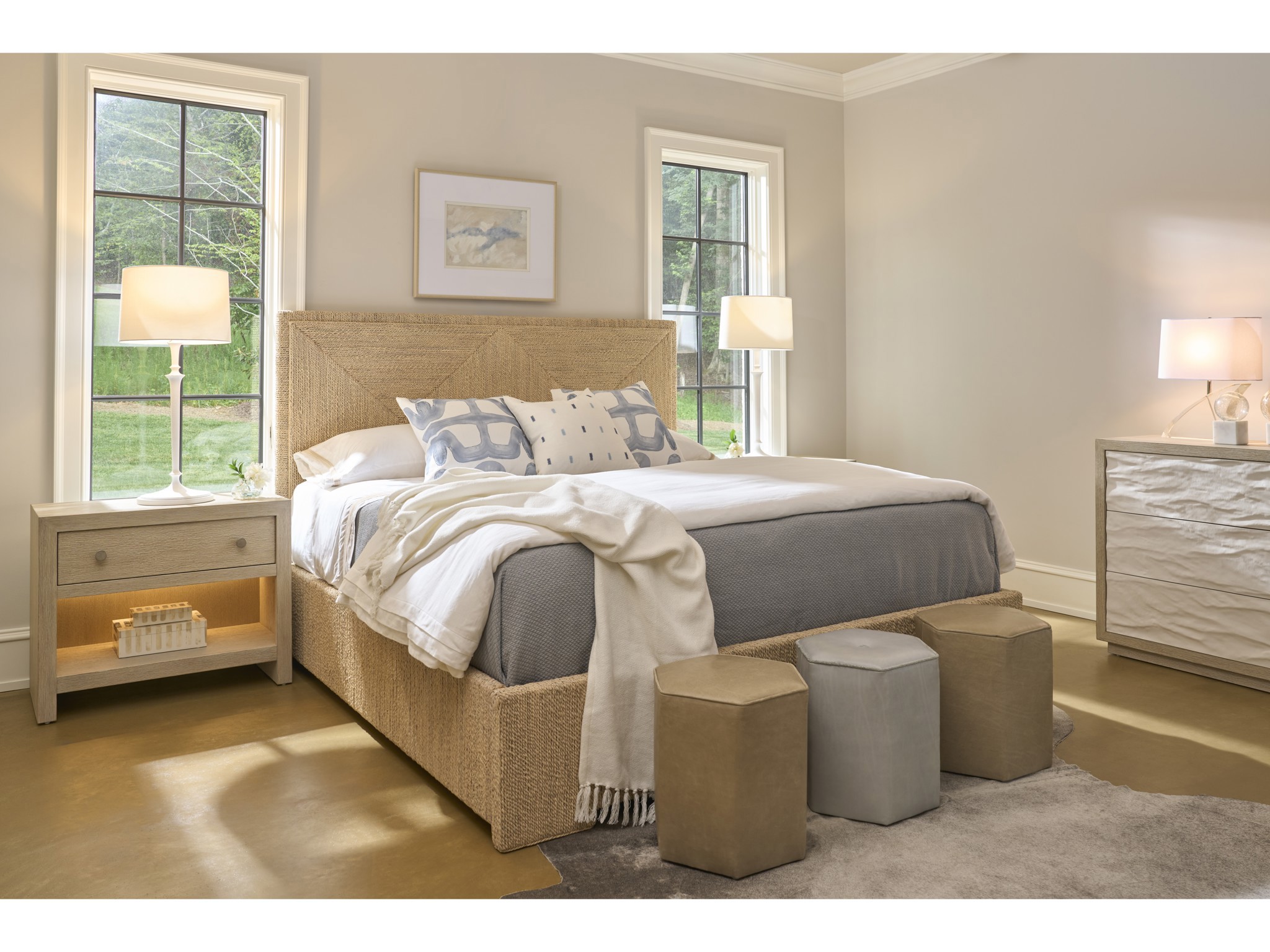 Abaca Woven Bed Queen - Multiple item room scene