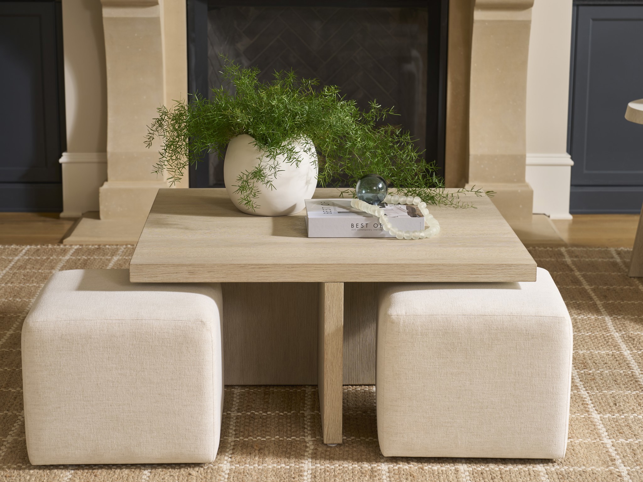 Dockside Cocktail Table with Ottomans - Multiple item room scene