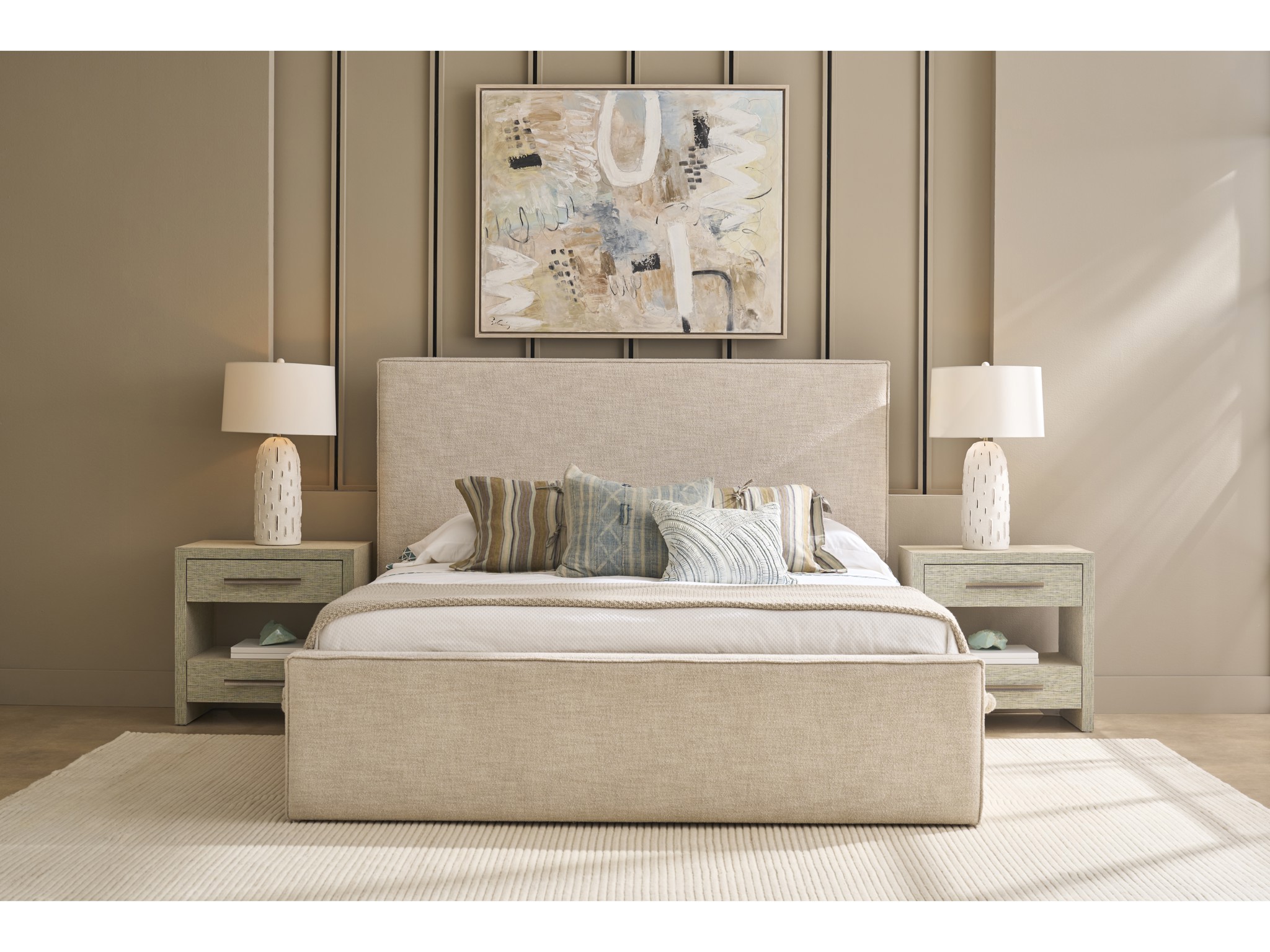 Drift Upholstered Bed King - Multiple item room scene