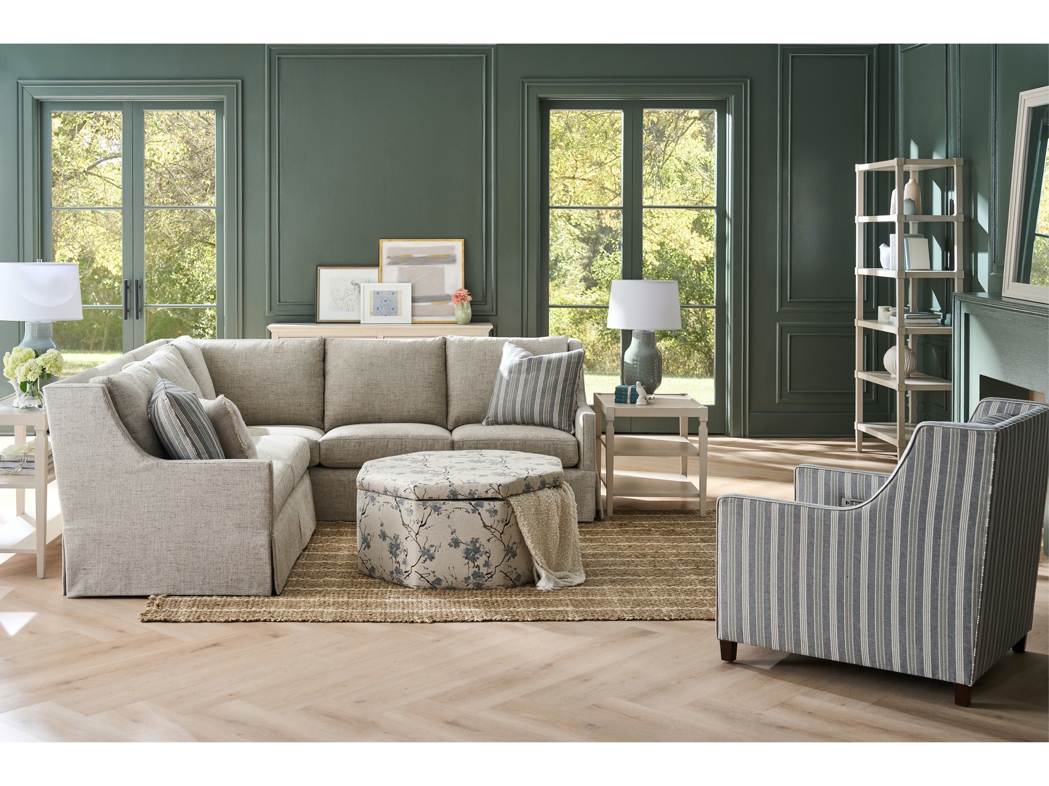 Hudson Skirted Sectional -Special Order - Multiple item room scene