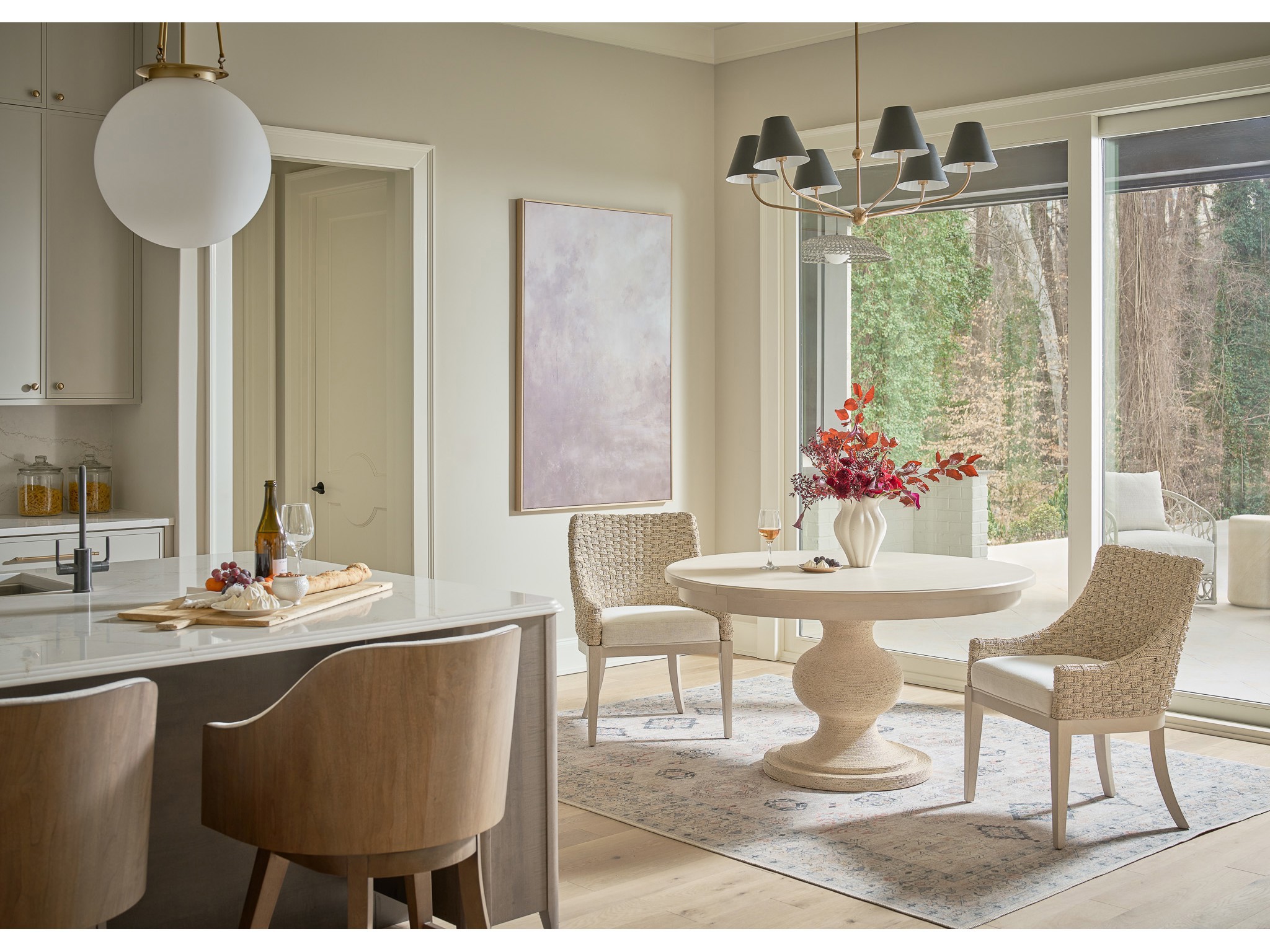 Willow Wrapped Dining Table - Multiple item room scene
