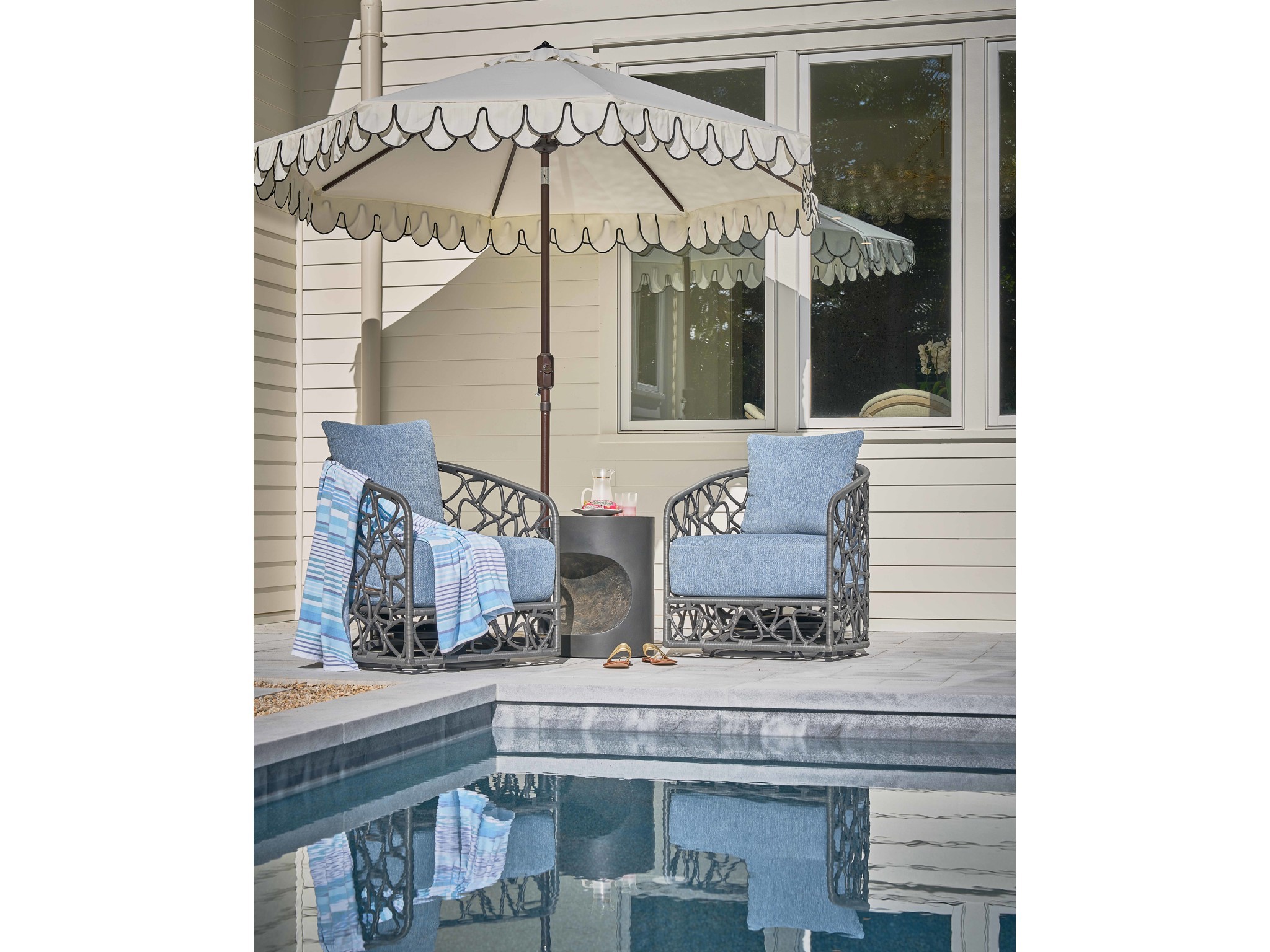 Pebble Swivel Chair Outdoor - Special Order - Multiple item room scene