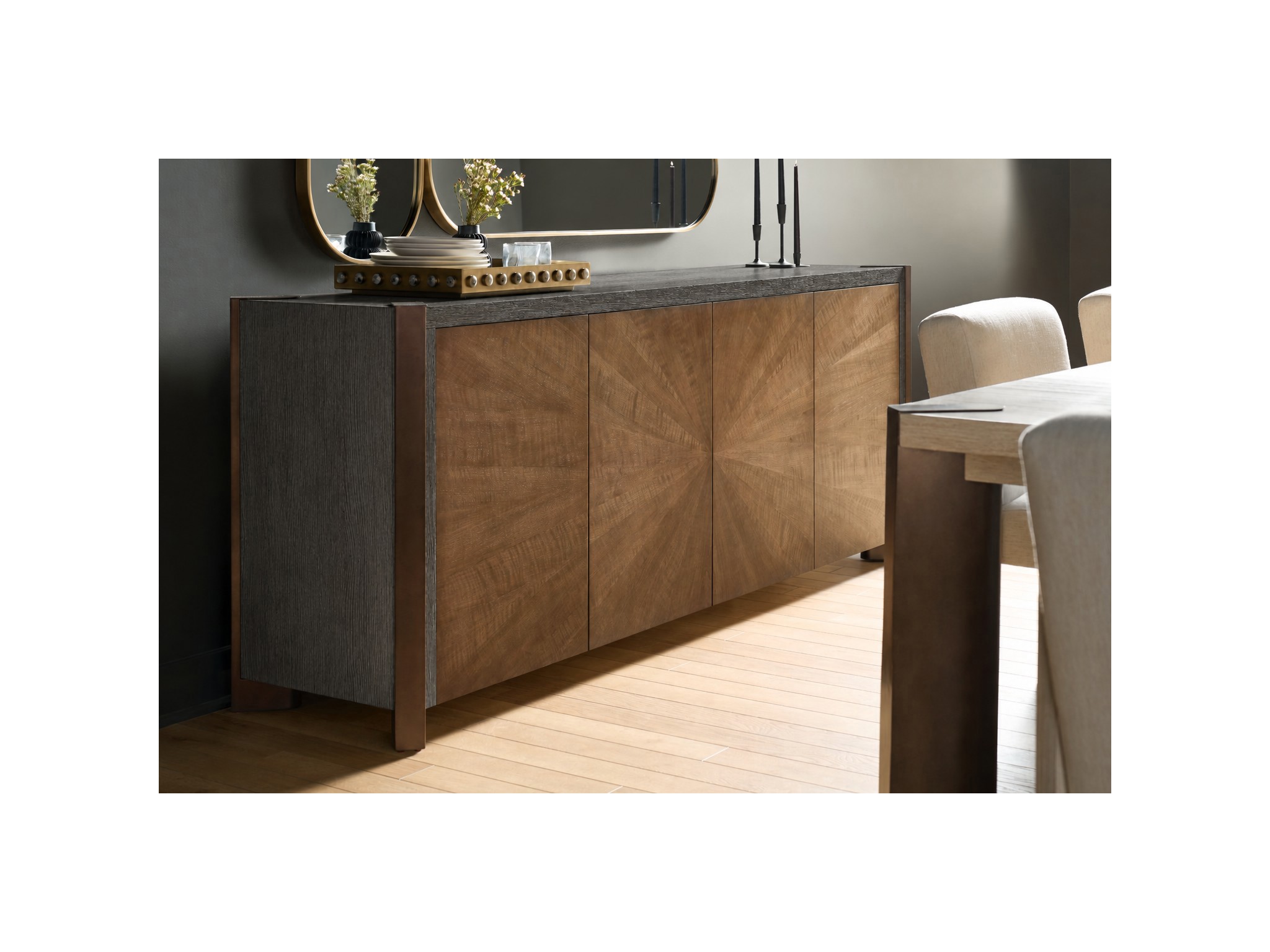 Veil Credenza - Multiple item room scene