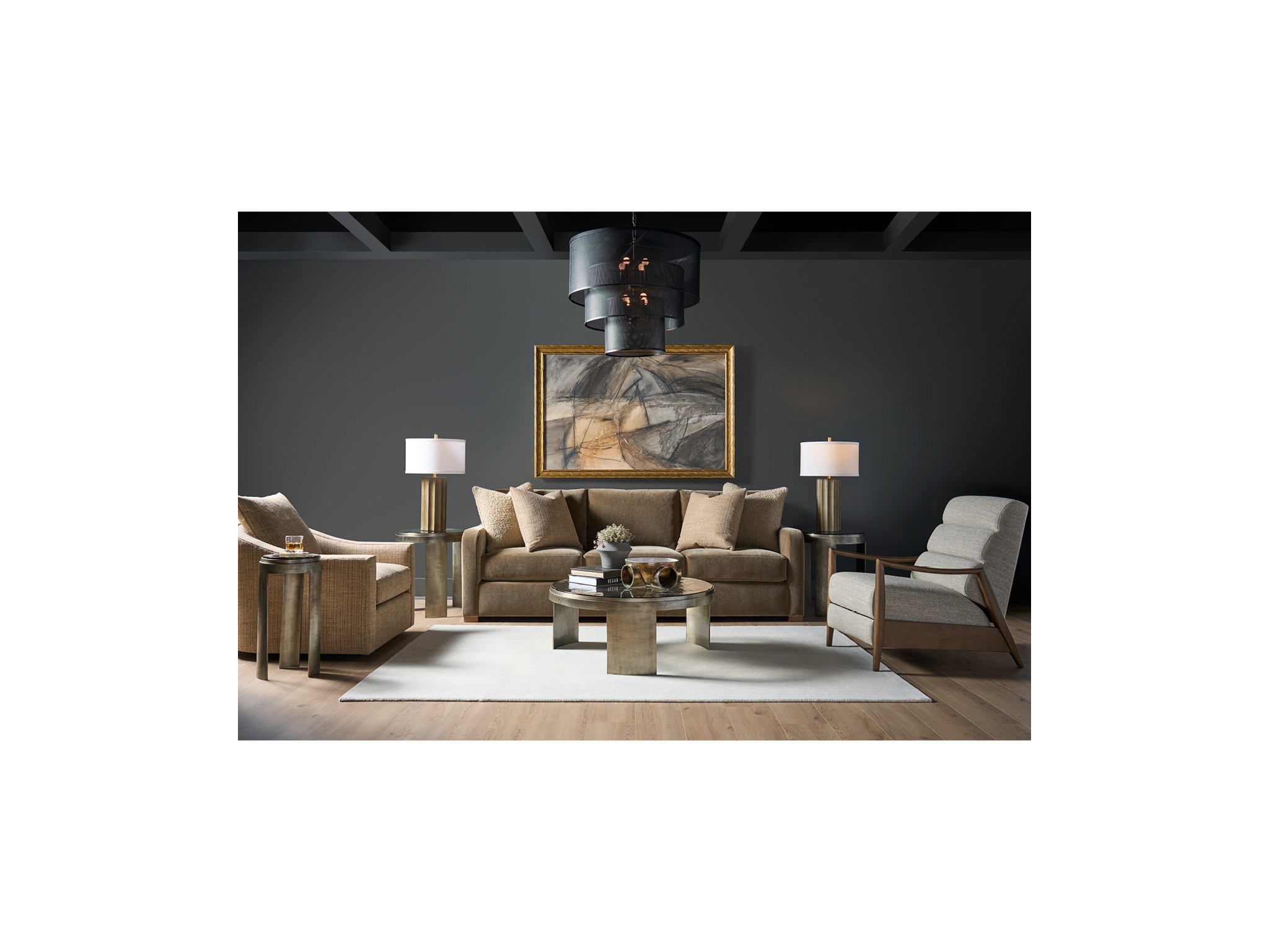 Nuvola Round End Table - Multiple item room scene