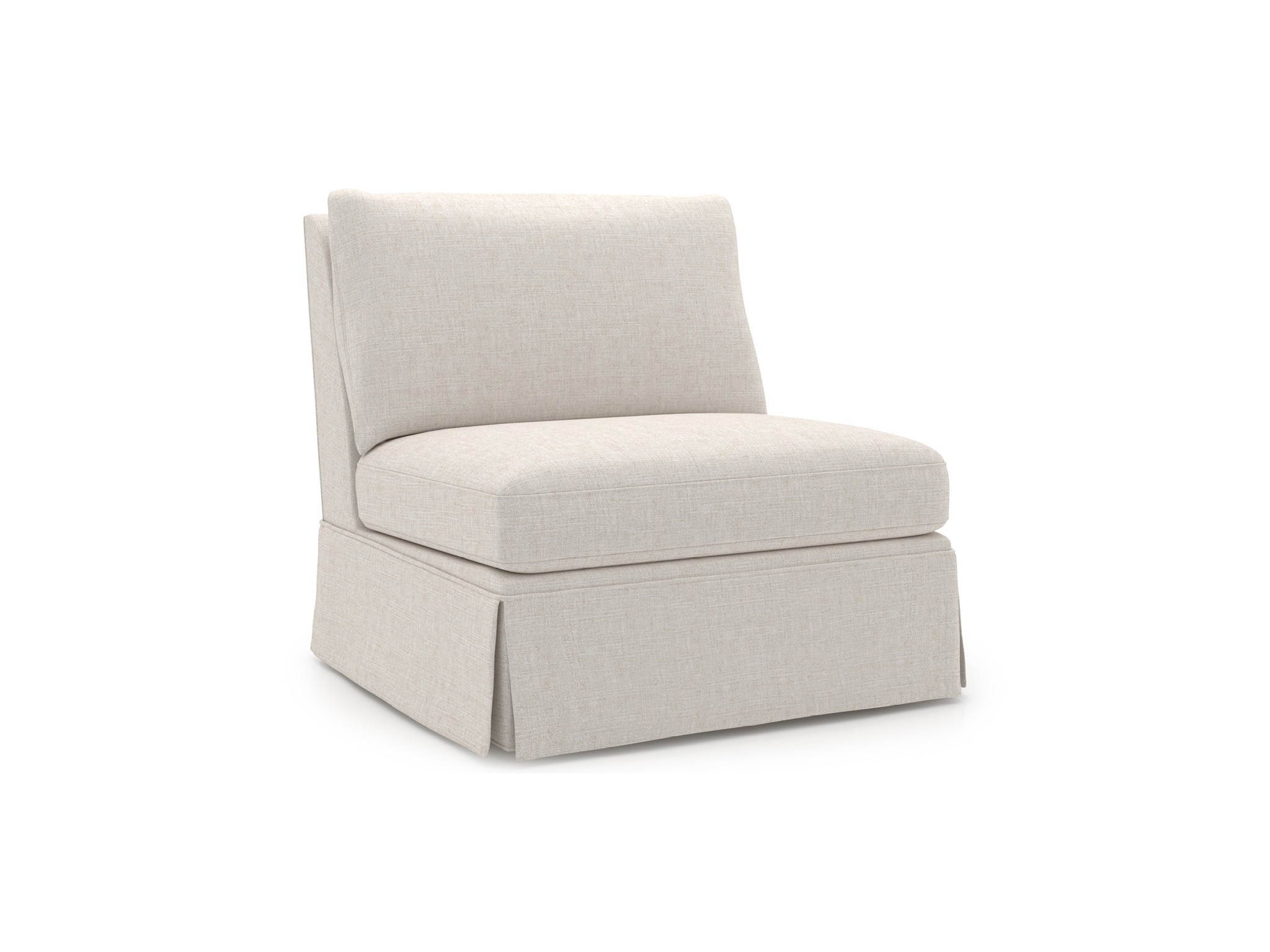 Henri Skirted Armless Chair - Special Order - Silo with a white background