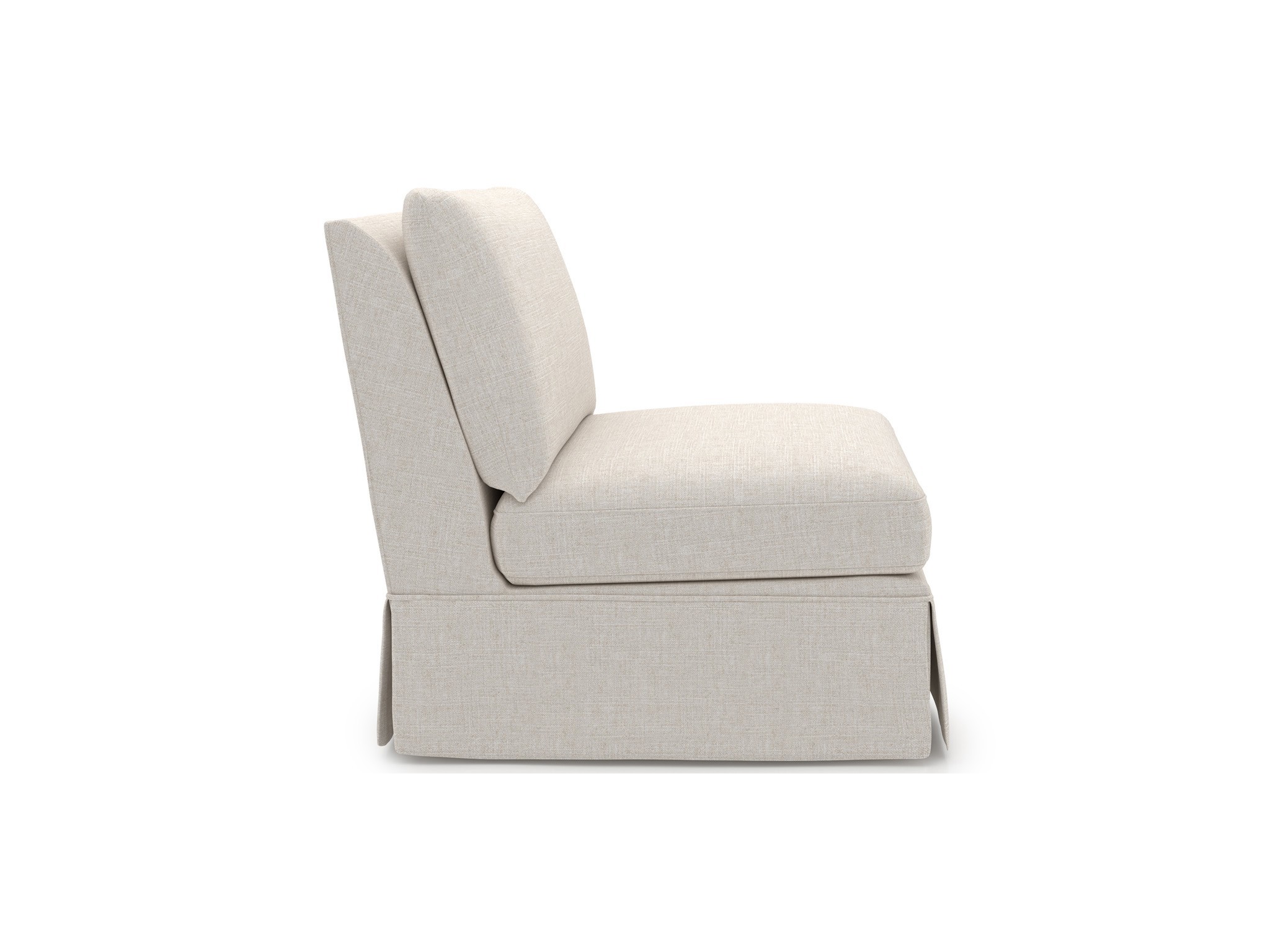 Henri Skirted Armless Chair - Special Order - Silo with a white background