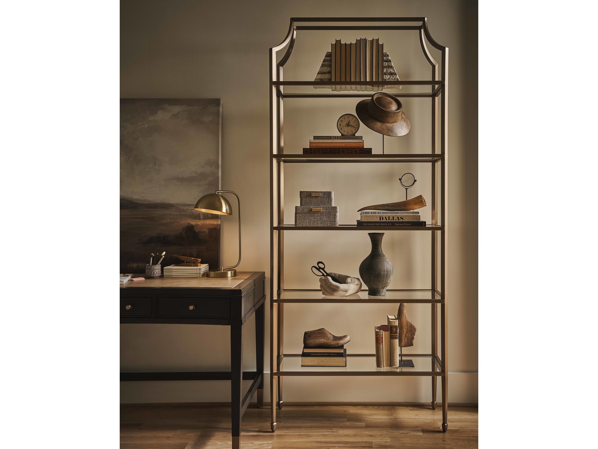 Dusty Bronze Etagere - Multiple item room scene