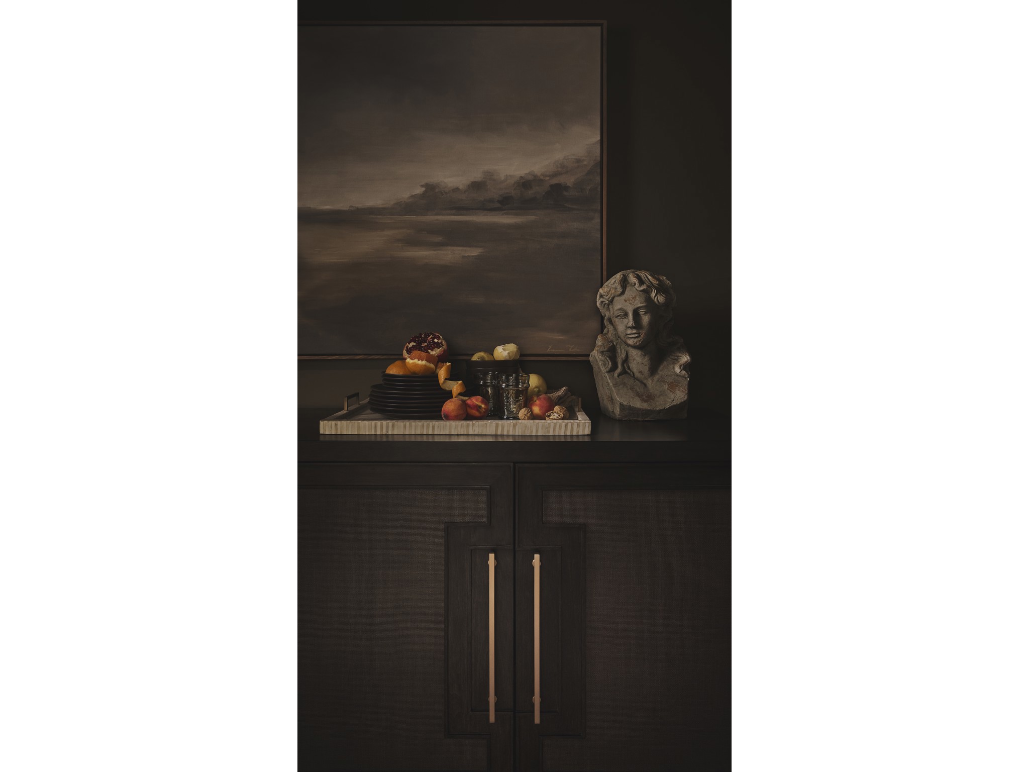 Fenwick Embossed Credenza - Multiple item room scene