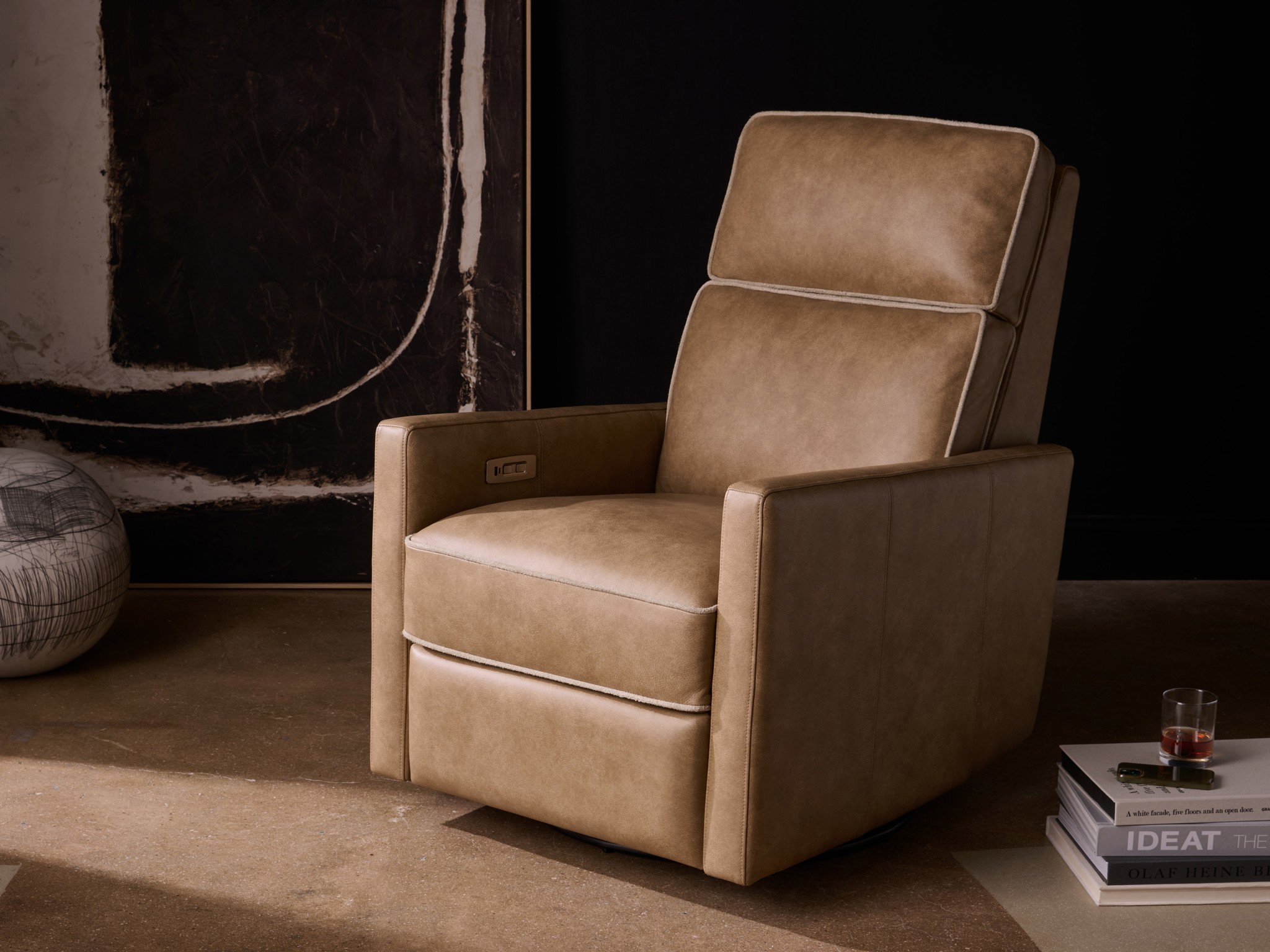 Vaught Swivel Glide Recliner - Multiple item room scene