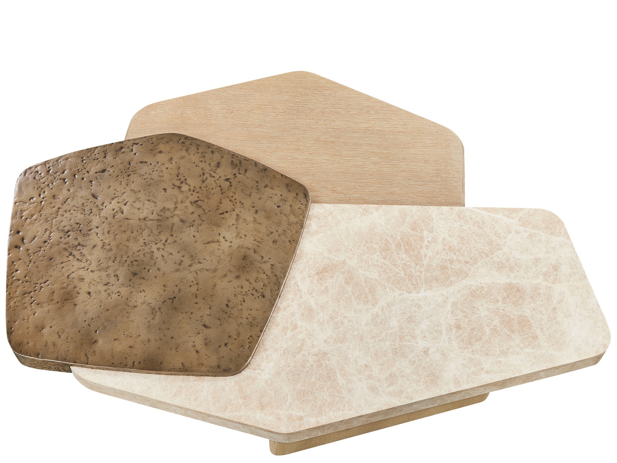 Light Emperador Nesting Tables - Silo with a white background