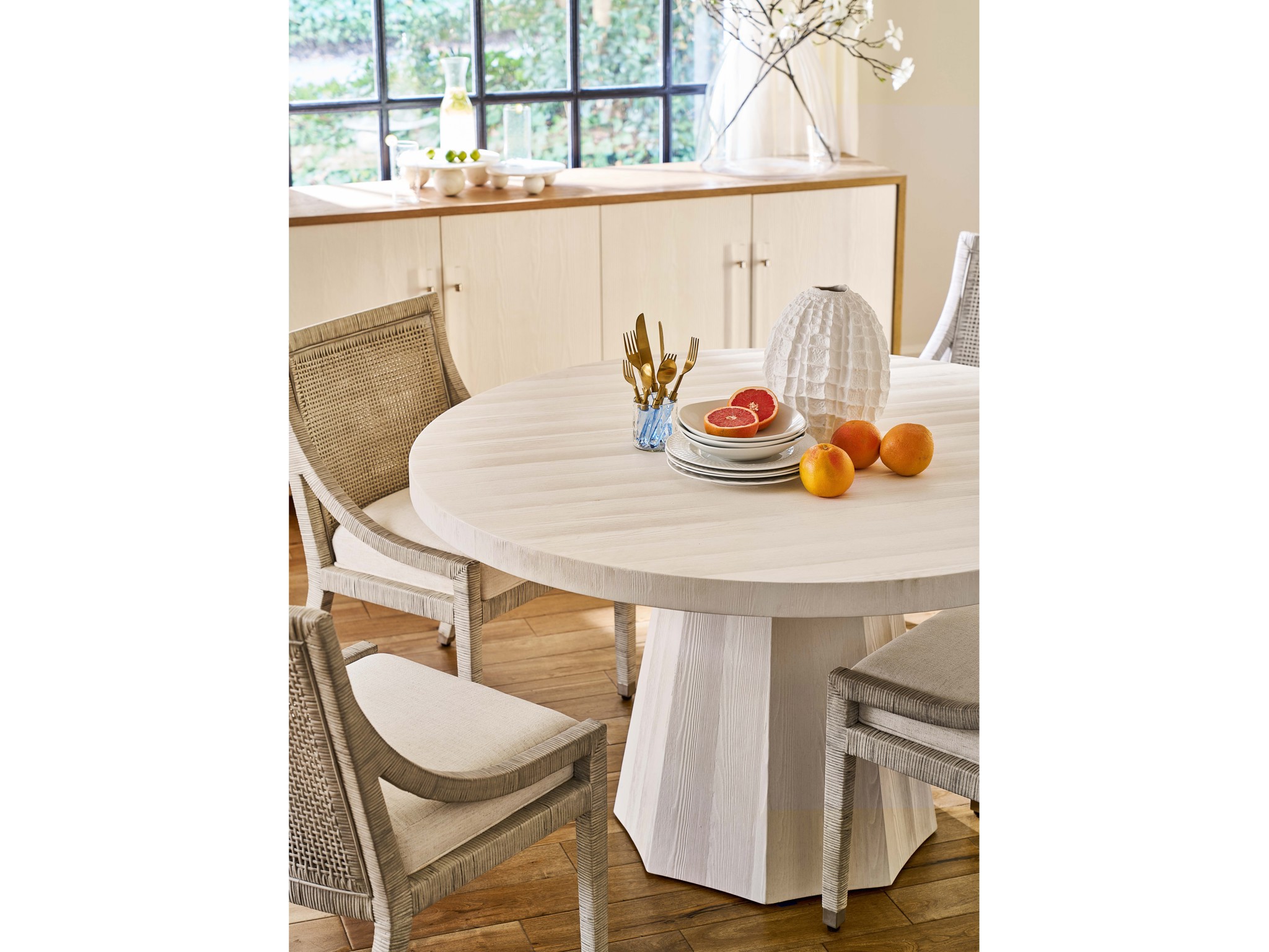 Mackinaw Round Dining Table - Multiple item room scene