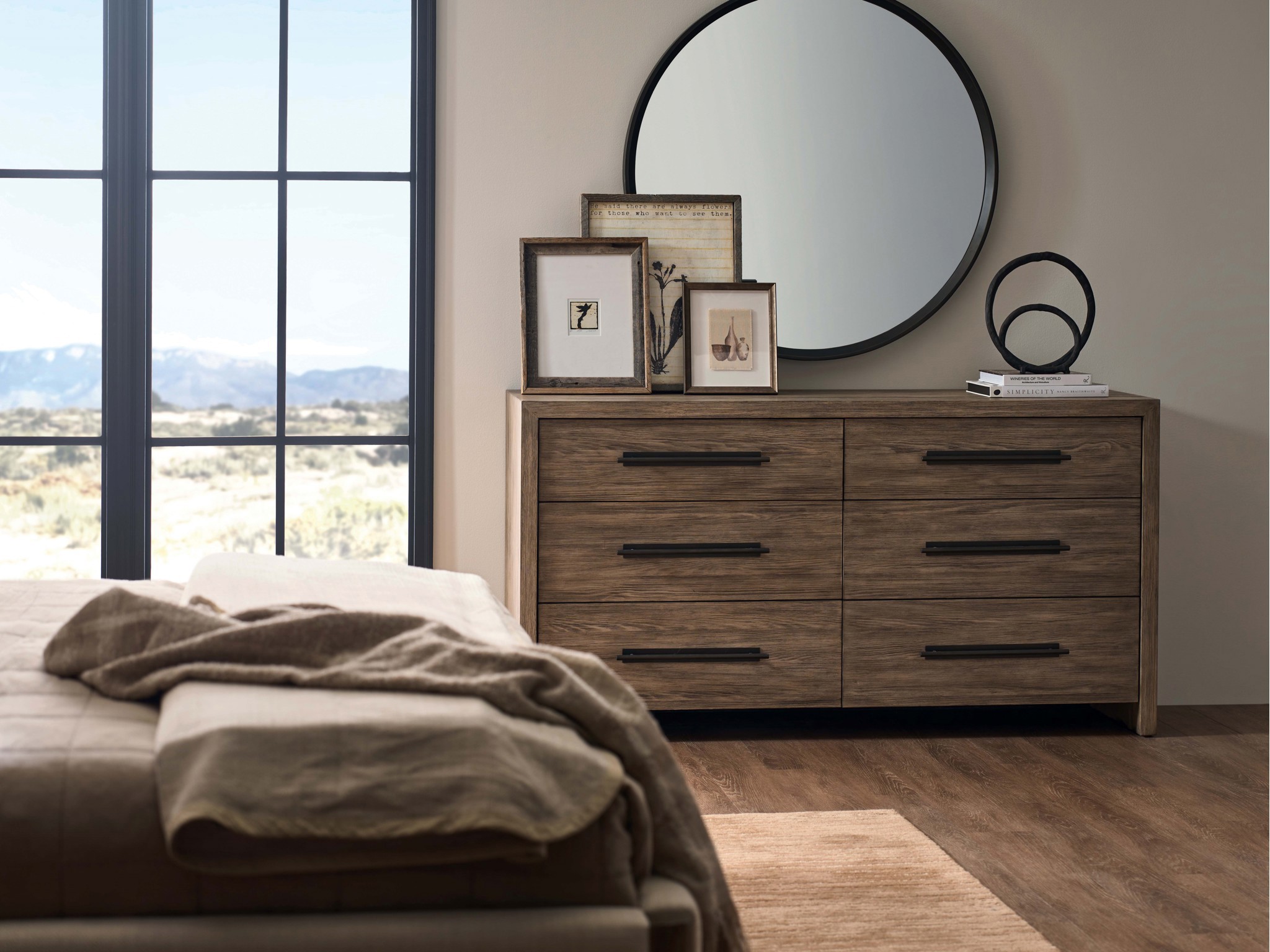 Boulder Six Drawer Dresser - Multiple item room scene