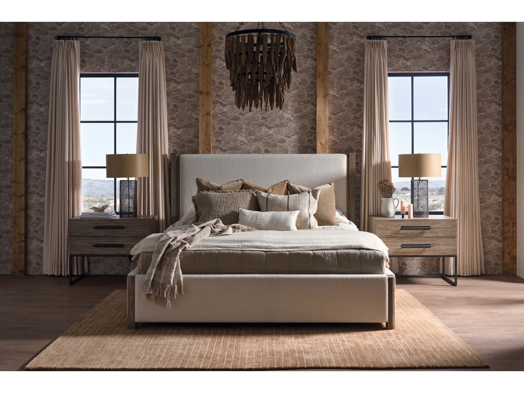 Boulder Upholstered Bed King - Multiple item room scene